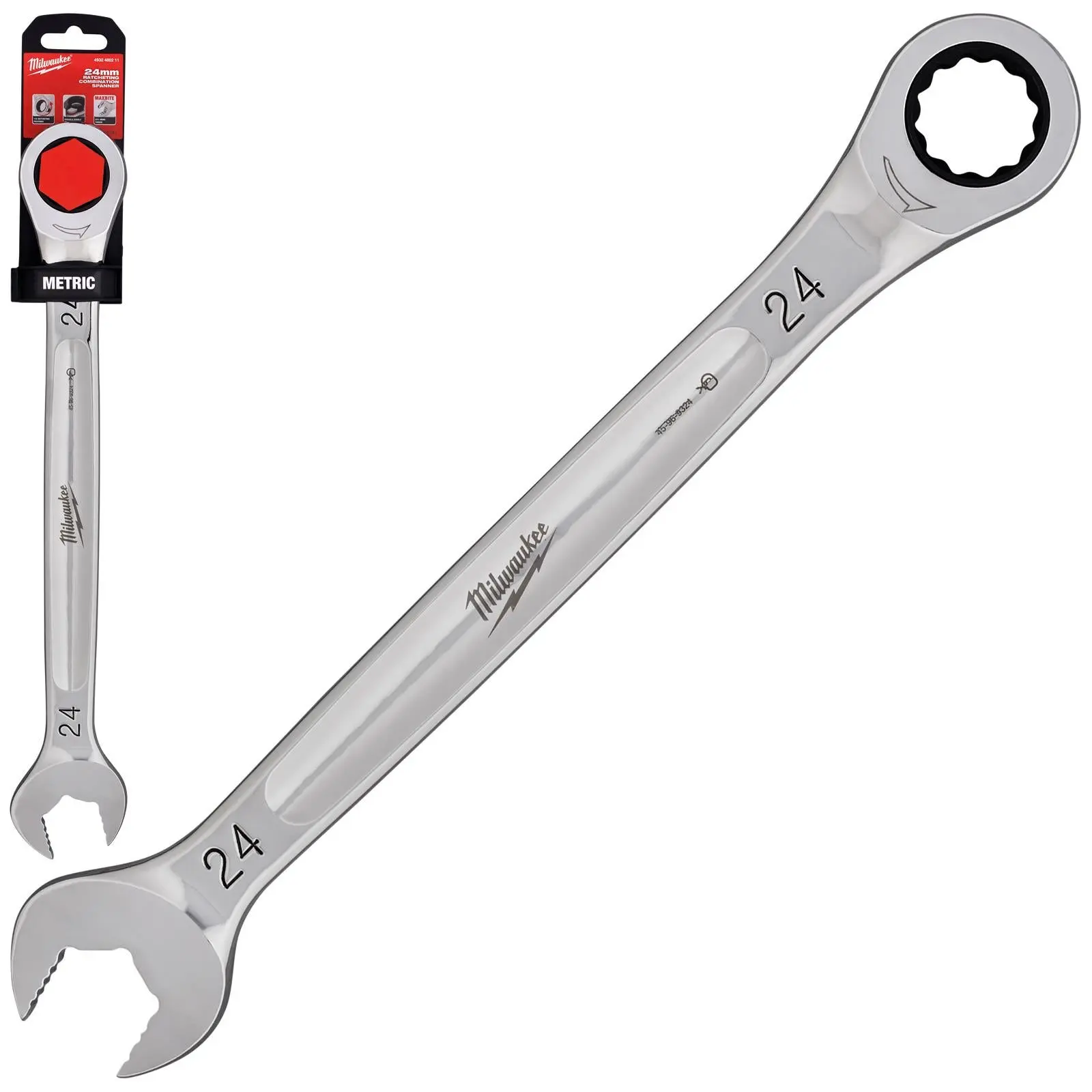 Milwaukee Ratchet Combination Spanners MAX BITE Fixed Head Open End Ring - Choose Size - Image 53