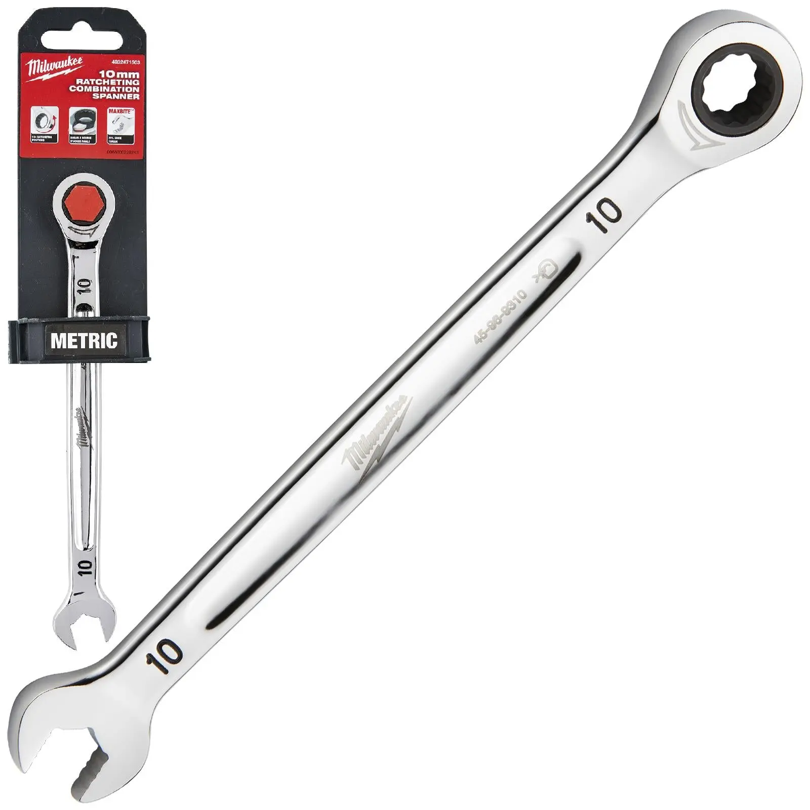 Milwaukee Ratchet Combination Spanners MAX BITE Fixed Head Open End Ring - Choose Size - Image 7
