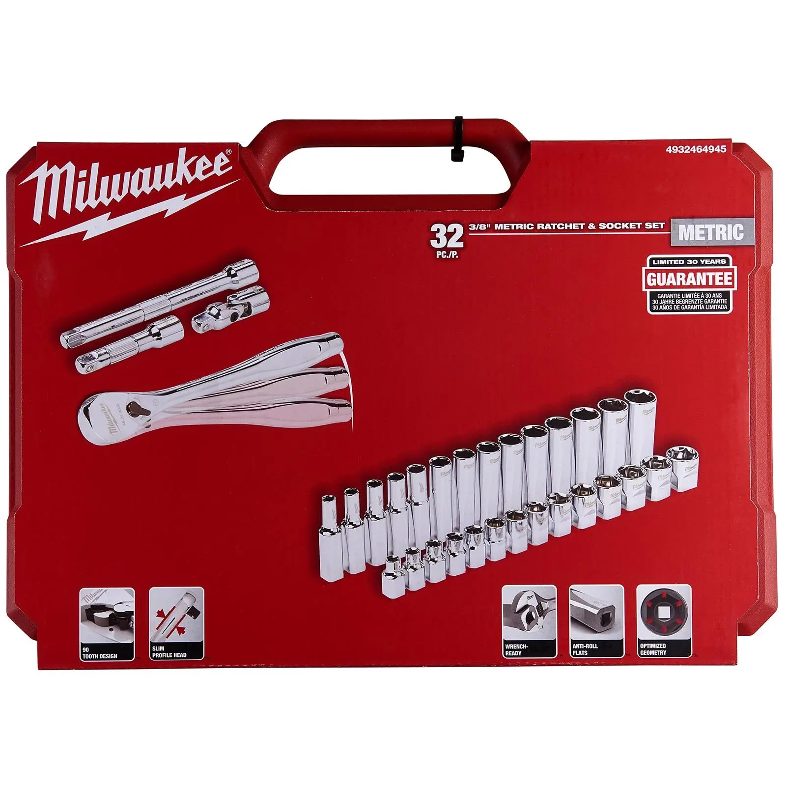 Milwaukee Ratchet Socket Set 3/8" Drive 32 Piece Metric 6-19mm - Image 2