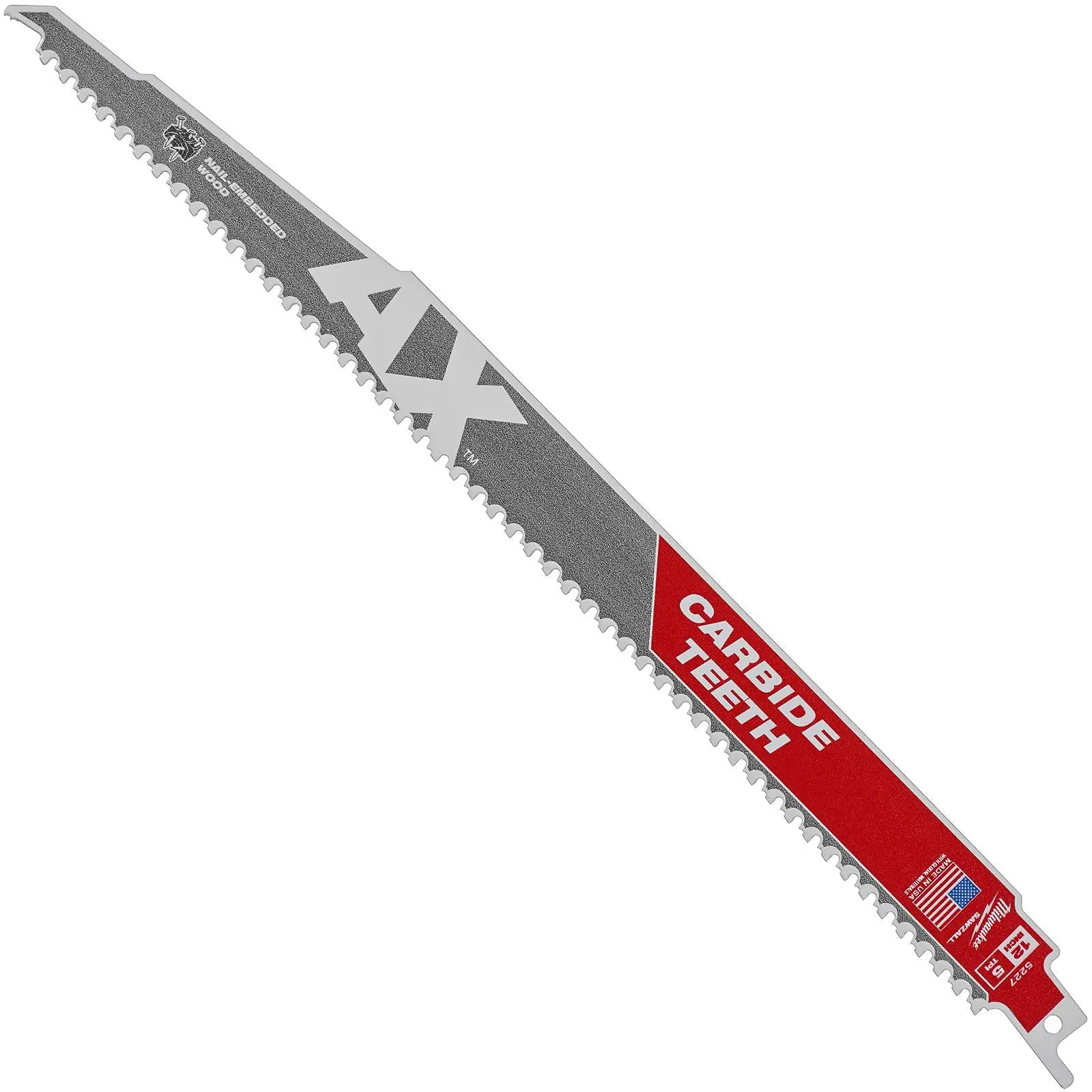 Milwaukee Reciprocating Saw Blade Sawzall 300mm AX Carbide Teeth Wood with Nails - Image 3