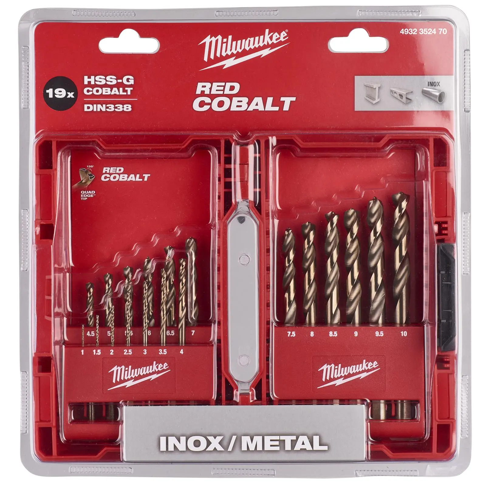 Milwaukee Red Cobalt Metal Drill Bit Set HSS Ground in Case 19 Piece 1-10mm - Image 2