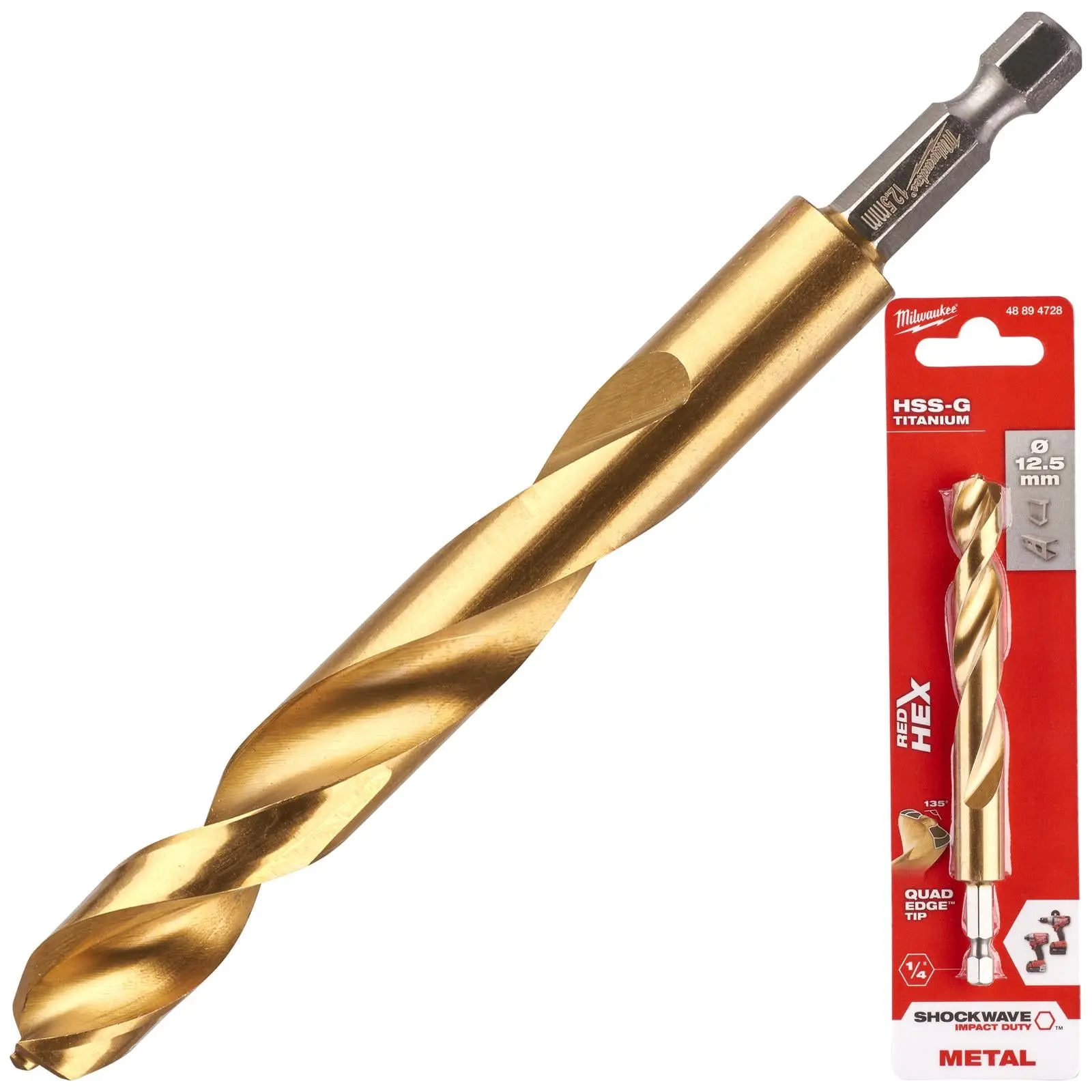 Milwaukee Red Hex Metal Drill Bits HSS Shockwave Impact Duty 1/4" Hex Shank - Image 17