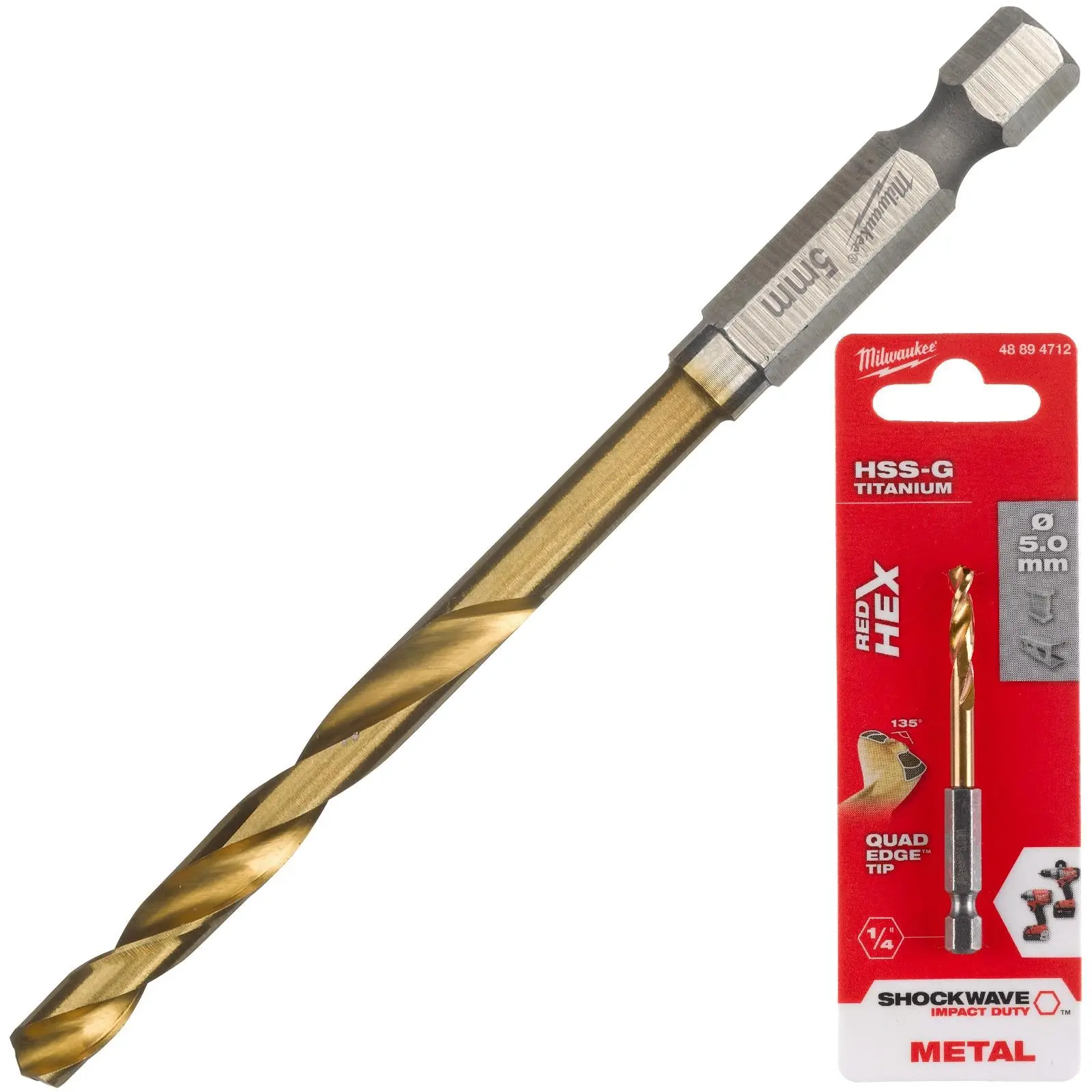Milwaukee Red Hex Metal Drill Bits HSS Shockwave Impact Duty 1/4" Hex Shank - Image 18