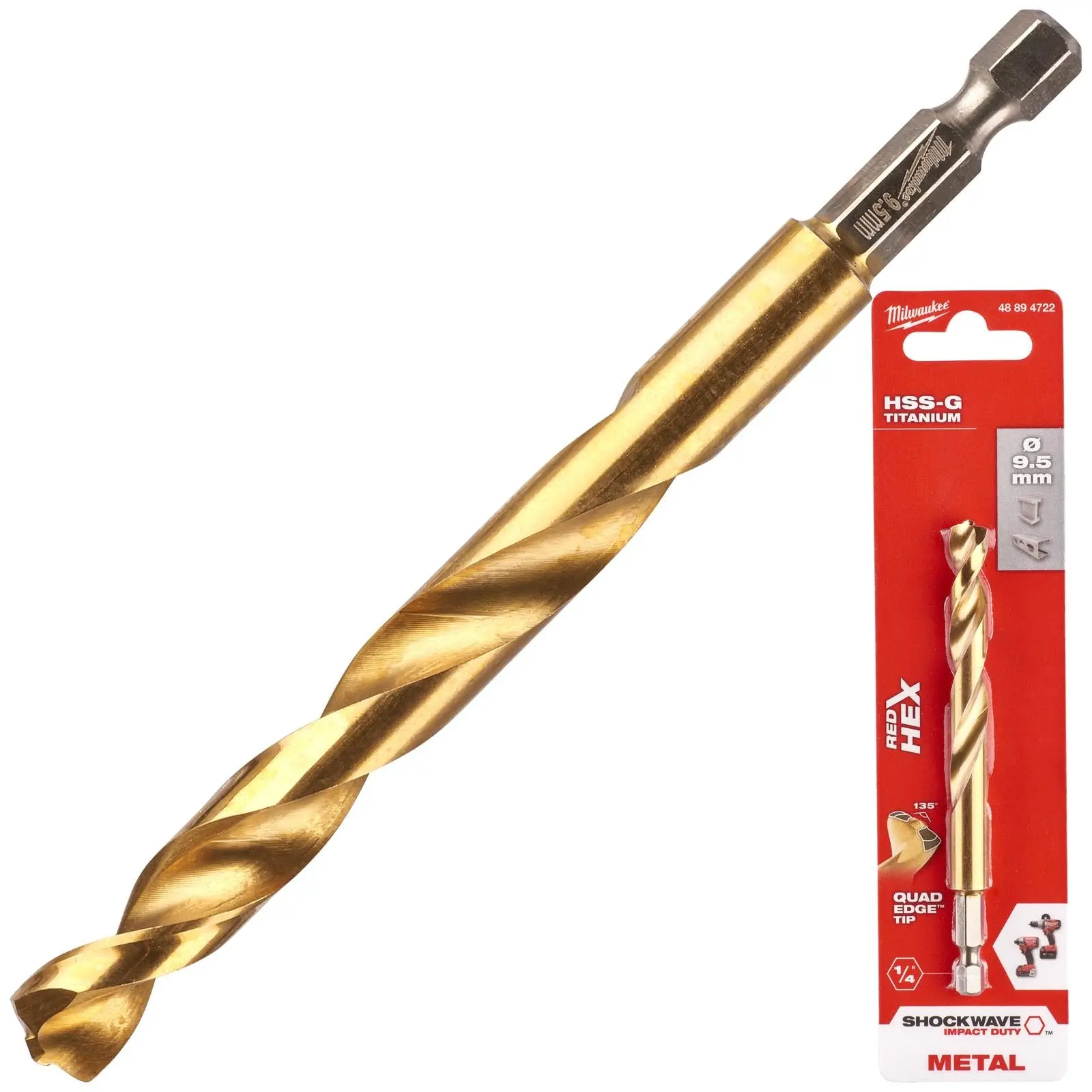 Milwaukee Red Hex Metal Drill Bits HSS Shockwave Impact Duty 1/4" Hex Shank - Image 19