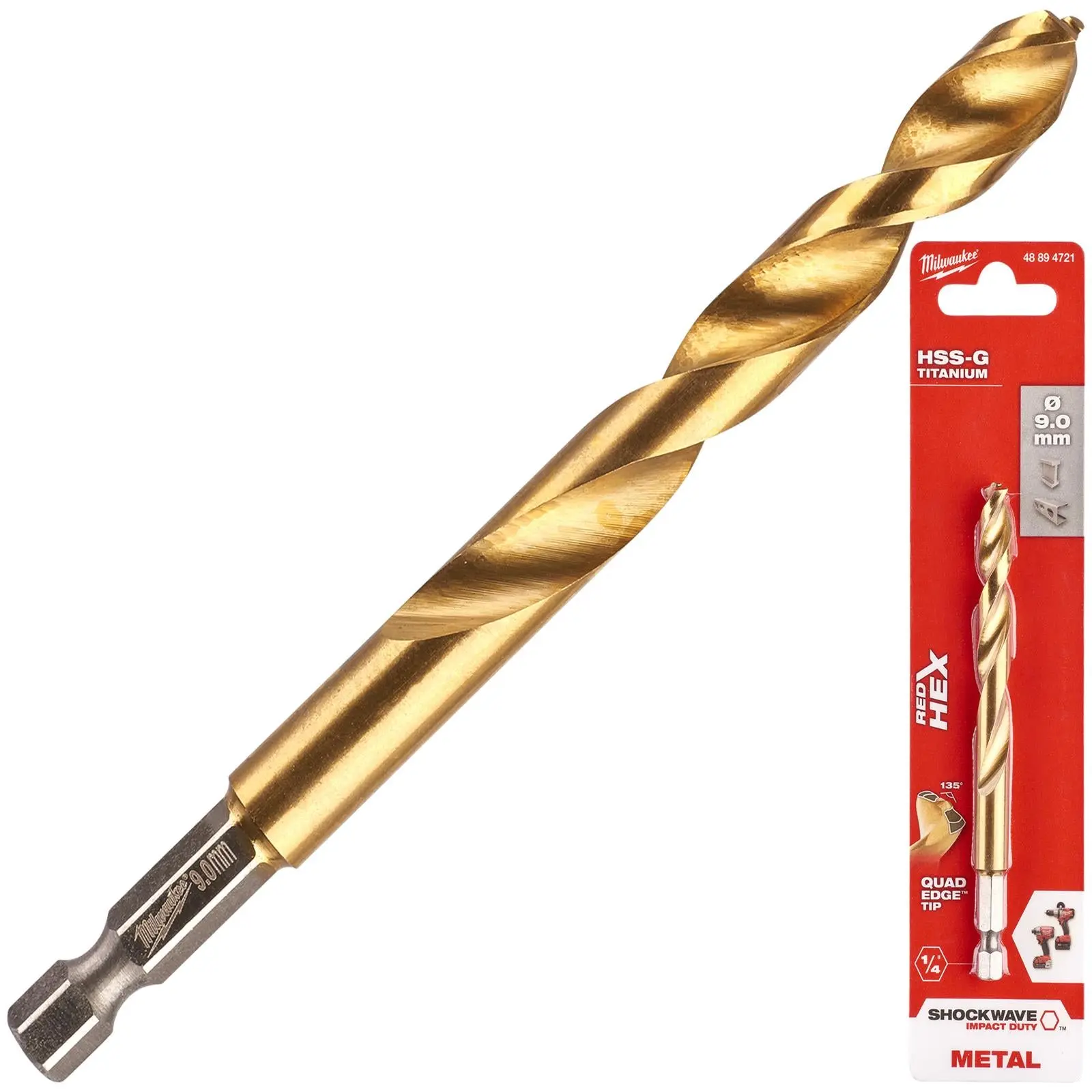 Milwaukee Red Hex Metal Drill Bits HSS Shockwave Impact Duty 1/4" Hex Shank - Image 23