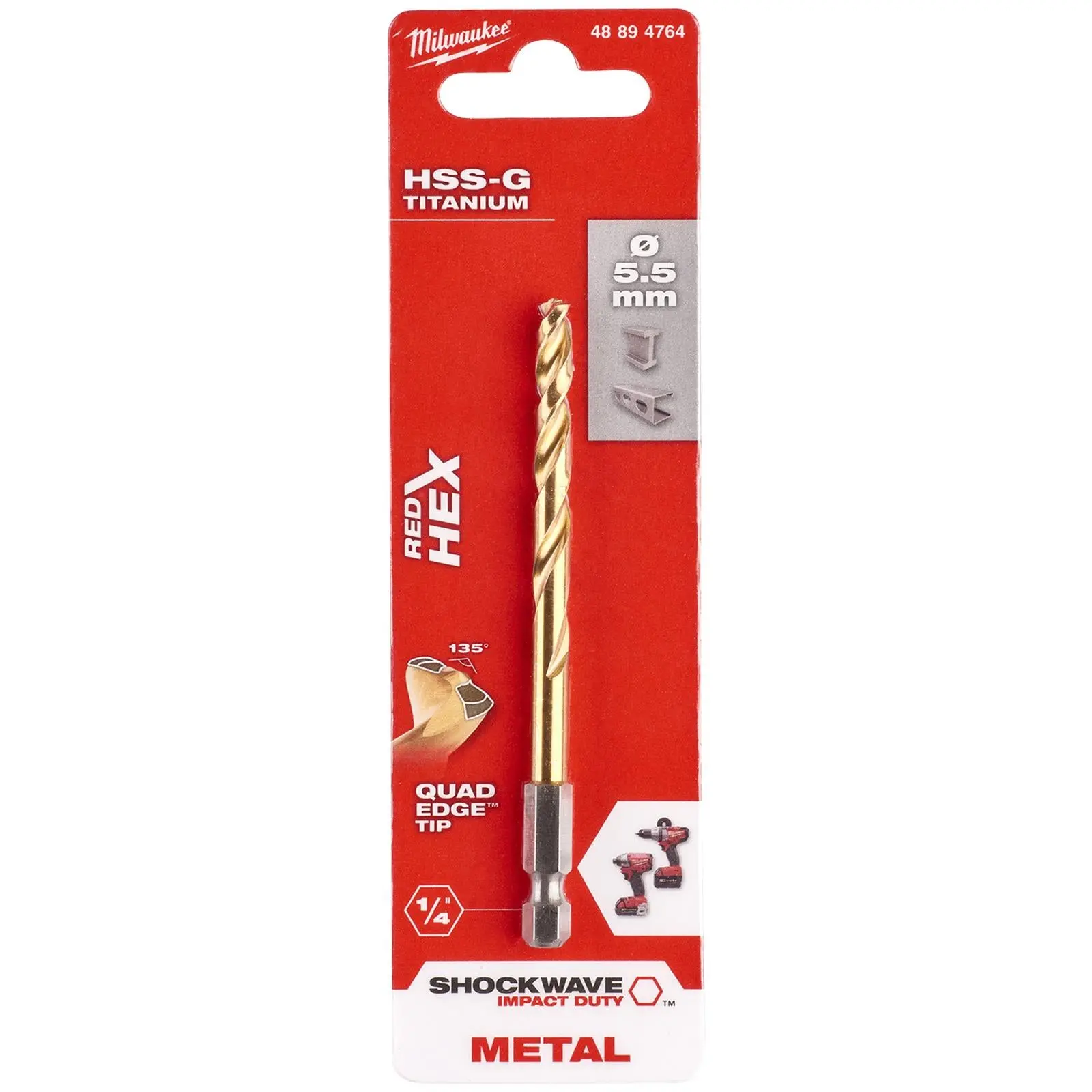 Milwaukee Red Hex Metal Drill Bits HSS Shockwave Impact Duty 1/4" Hex Shank - Image 30