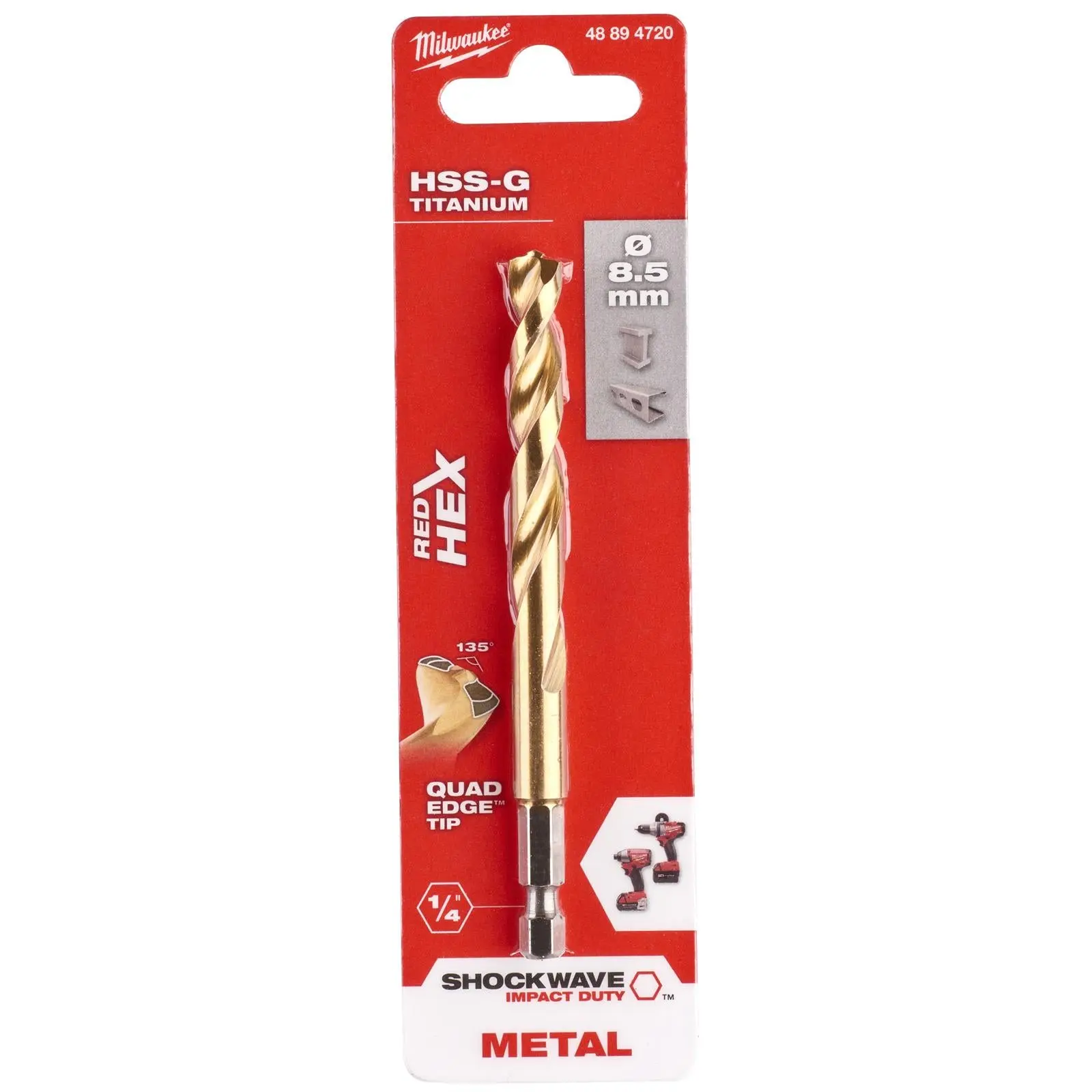 Milwaukee Red Hex Metal Drill Bits HSS Shockwave Impact Duty 1/4" Hex Shank - Image 34