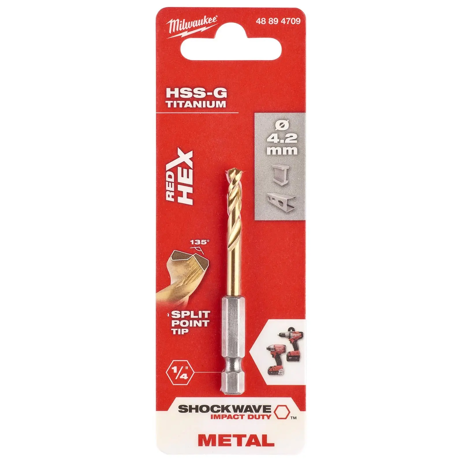 Milwaukee Red Hex Metal Drill Bits HSS Shockwave Impact Duty 1/4" Hex Shank - Image 38
