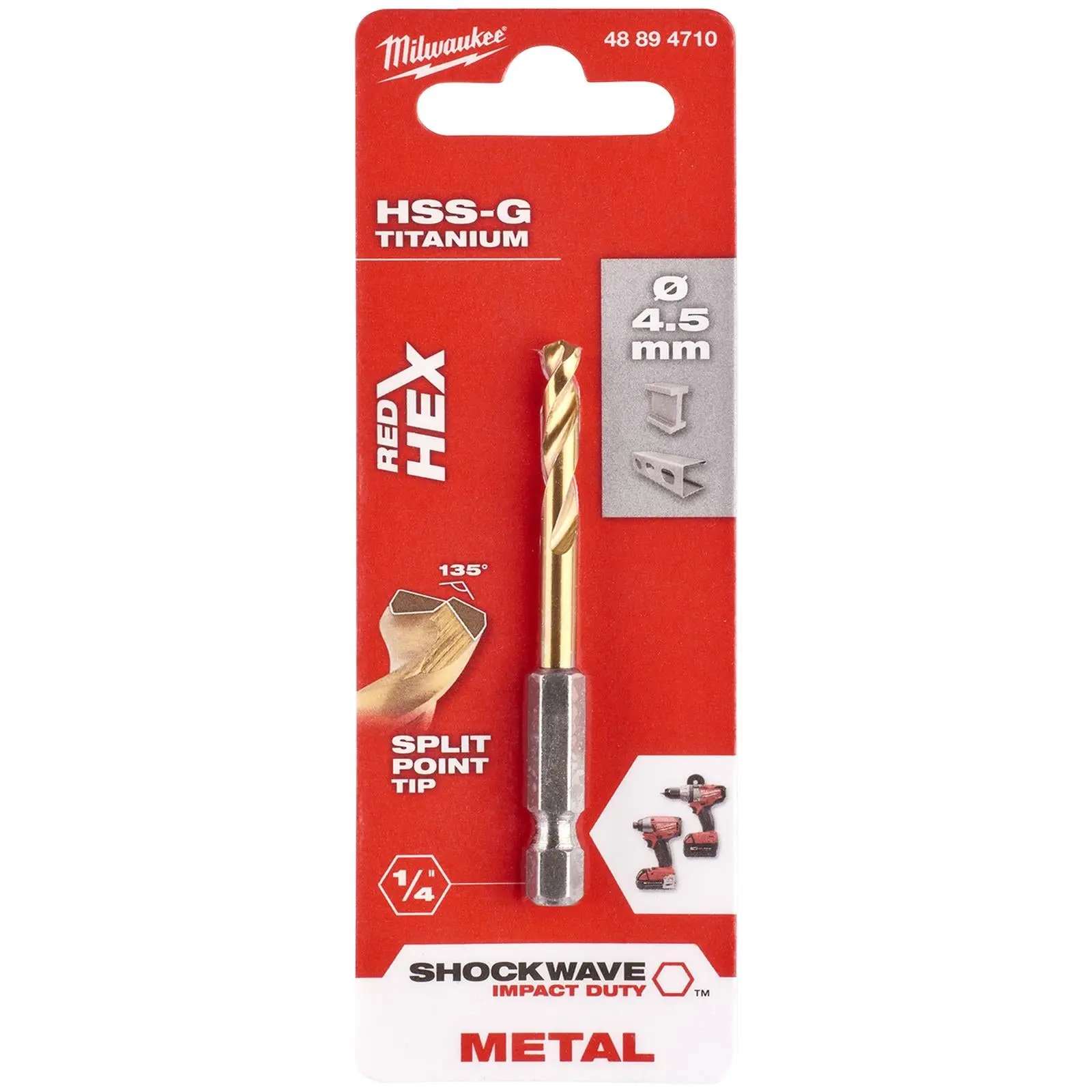 Milwaukee Red Hex Metal Drill Bits HSS Shockwave Impact Duty 1/4" Hex Shank - Image 52