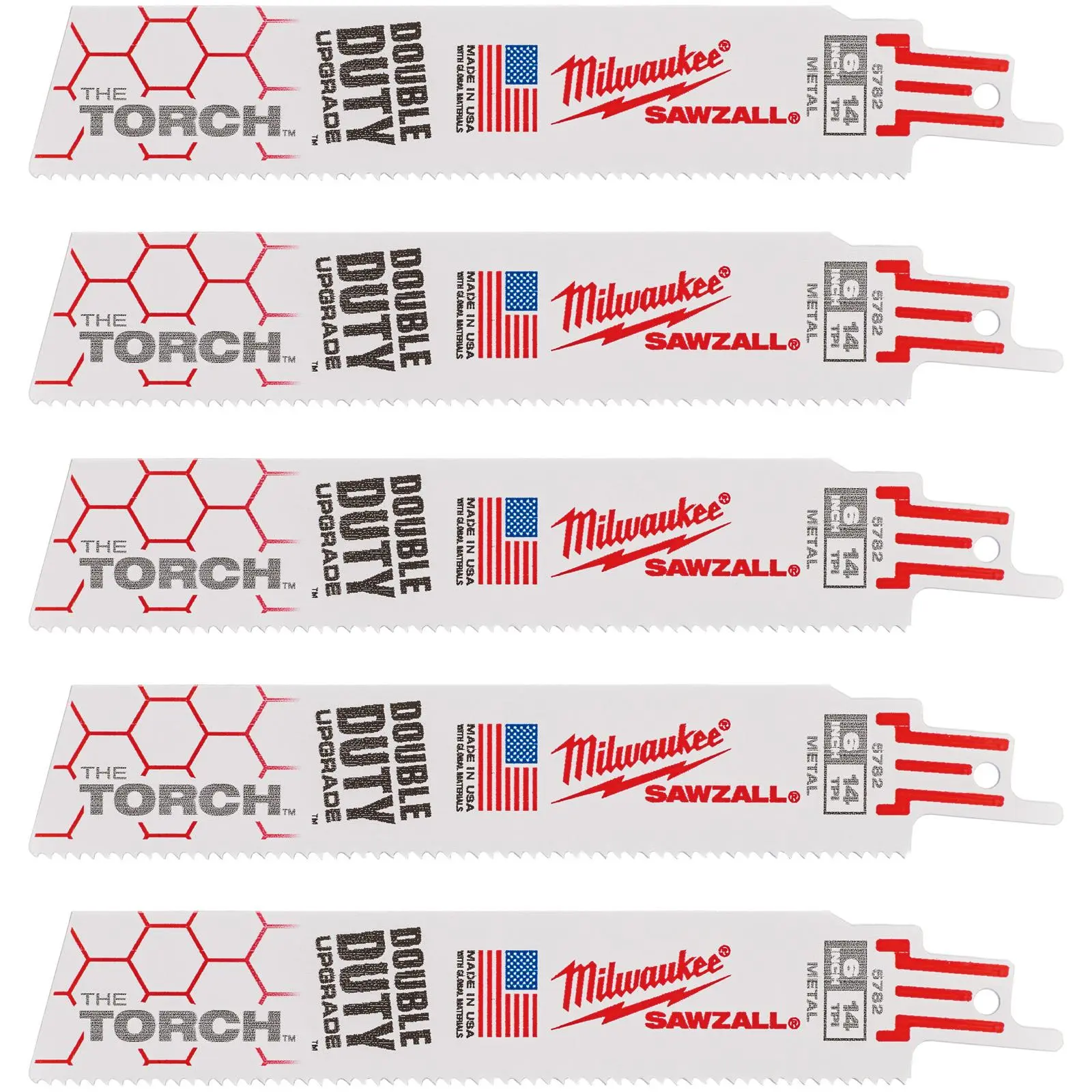 Milwaukee SAWZALL Metal Heavy Duty TORCH Demolition Reciprocating Saw Blades 150mm 14 TPI 5 Piece
