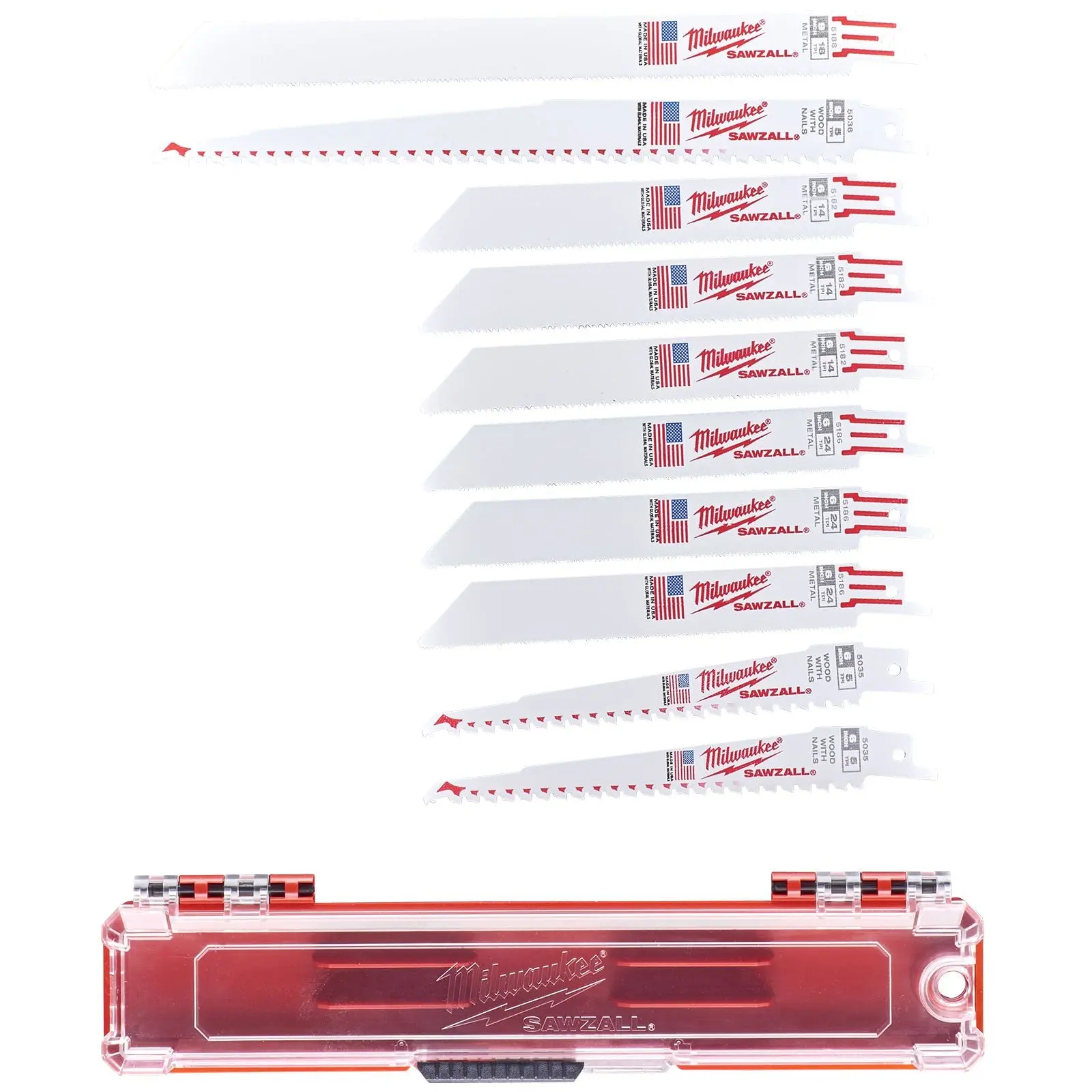 Milwaukee SAWZALL Reciprocating Saw Blade Set 10 Piece in Case for Wood and Metal - Image 2