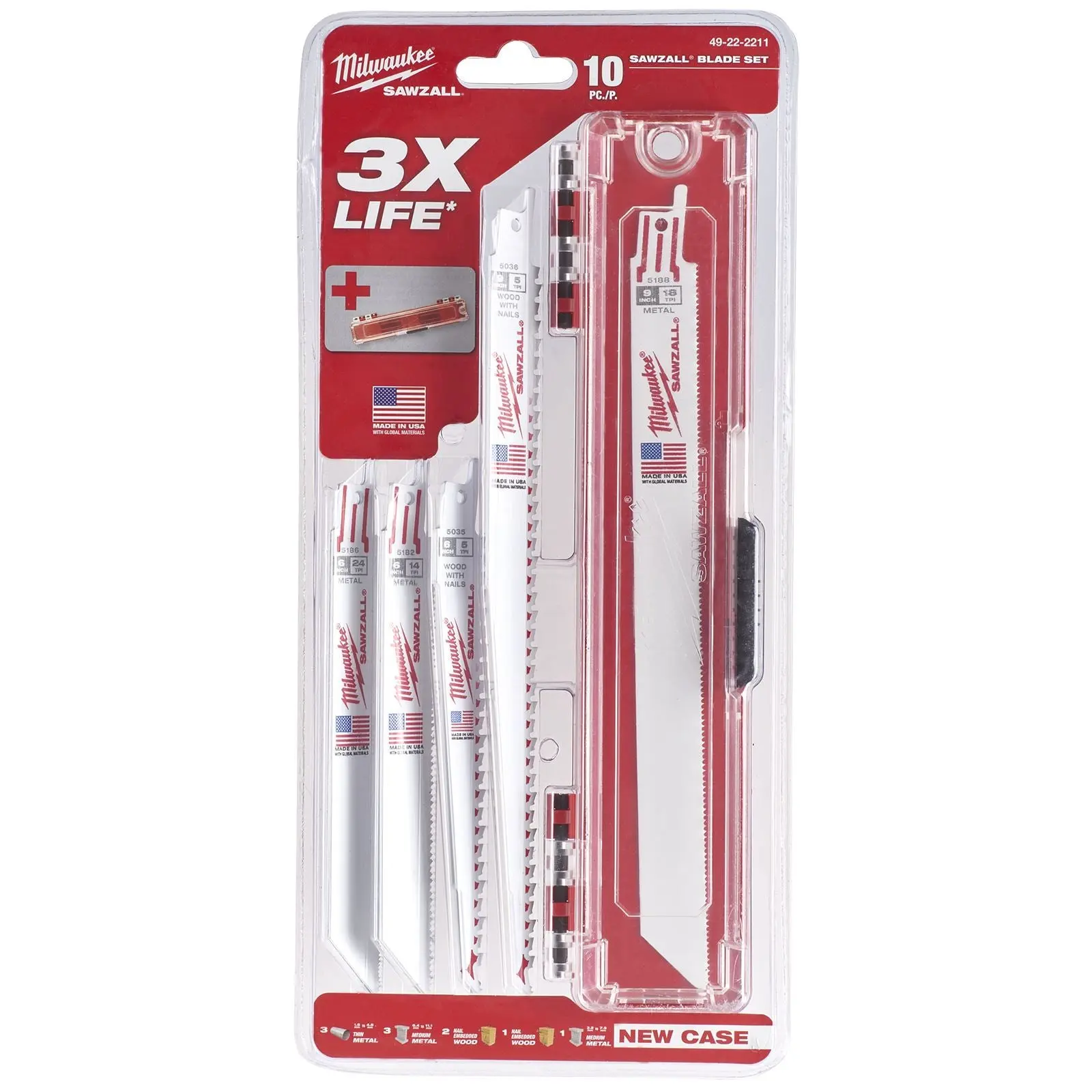 Milwaukee SAWZALL Reciprocating Saw Blade Set 10 Piece in Case for Wood and Metal - Image 3