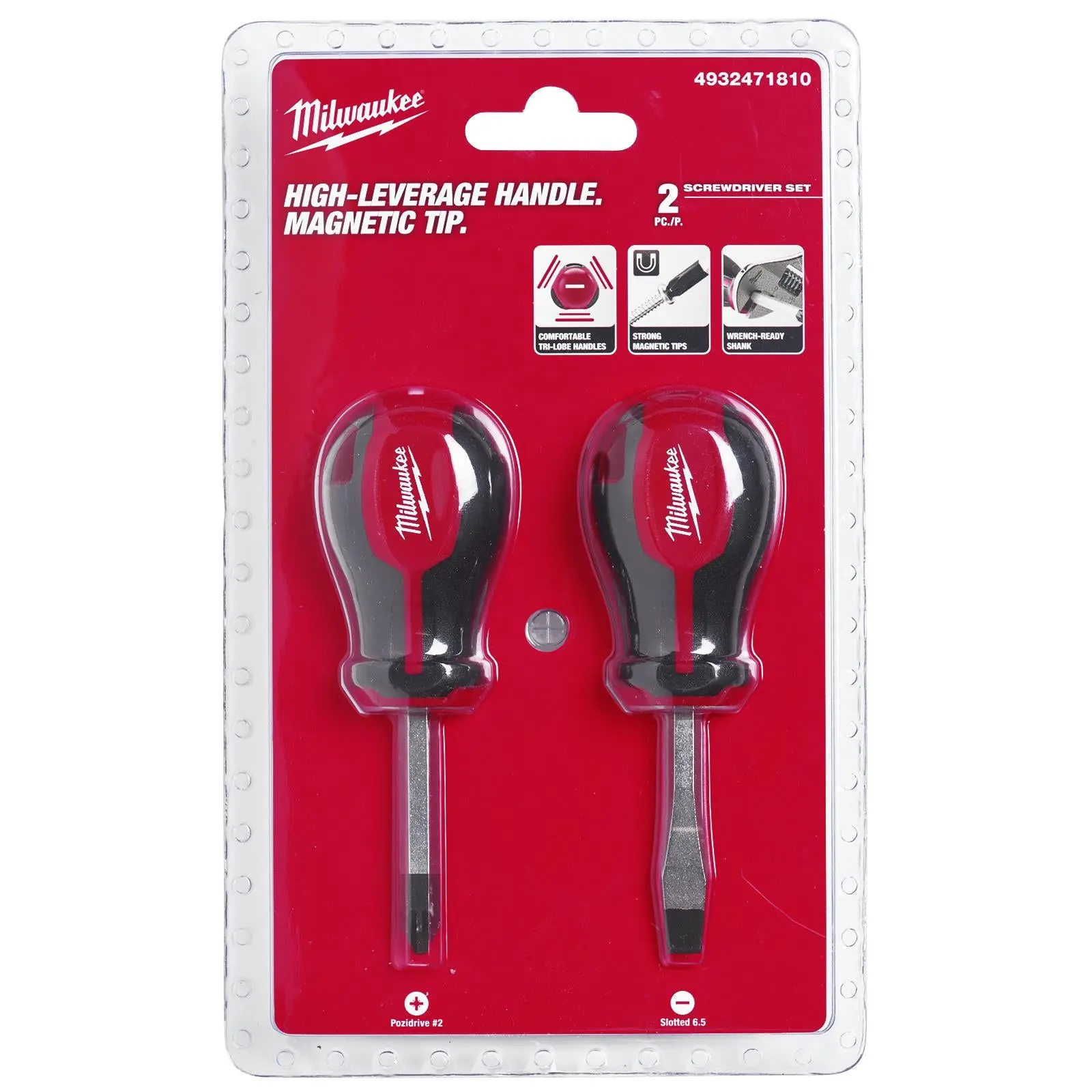 Milwaukee Screwdriver Set Tri-lobe Stubby 2 Piece Pozi Slotted - Image 3