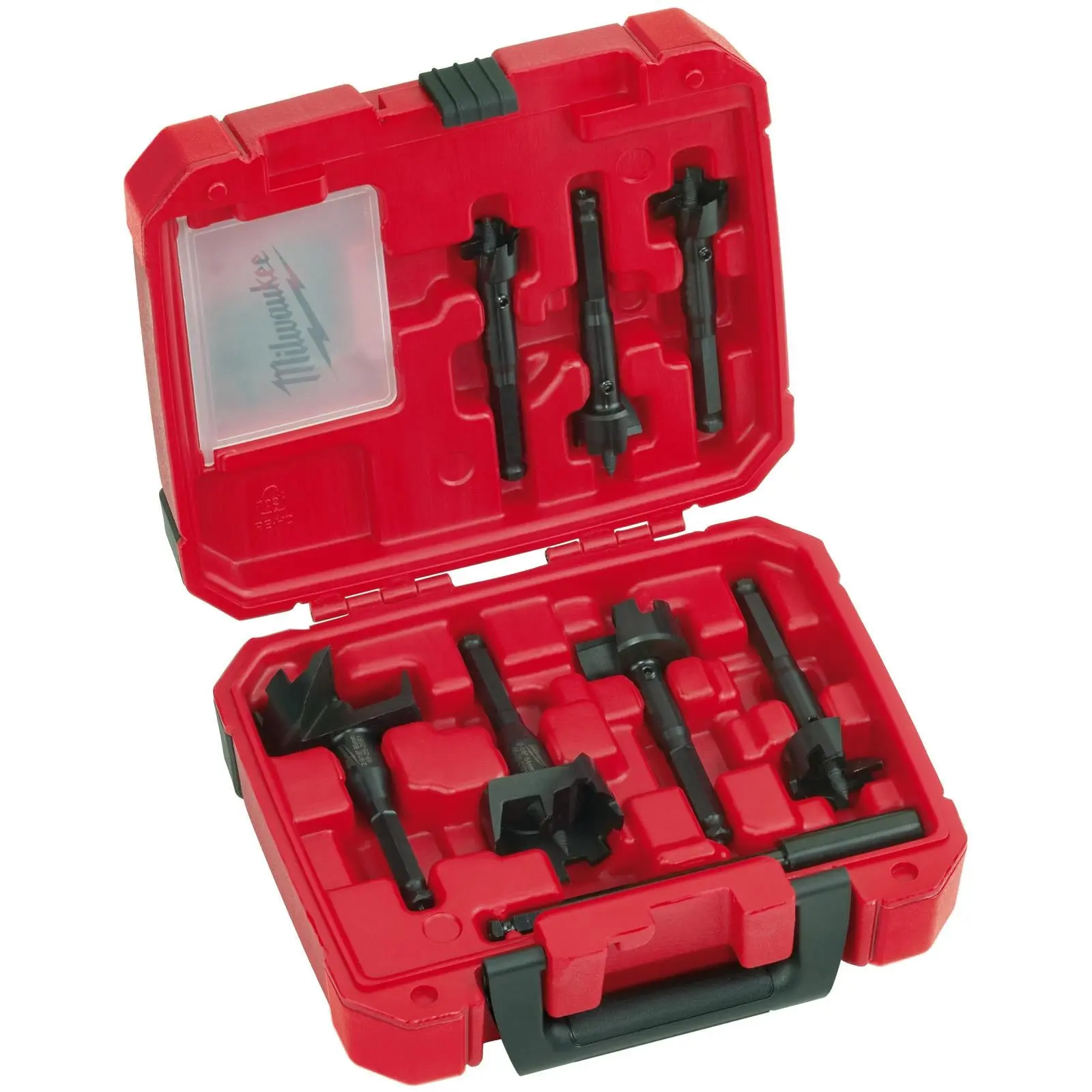 Milwaukee Self Feed Wood Drill Bit Set 25-65mm Extension and Feed Screws 8 Pieces