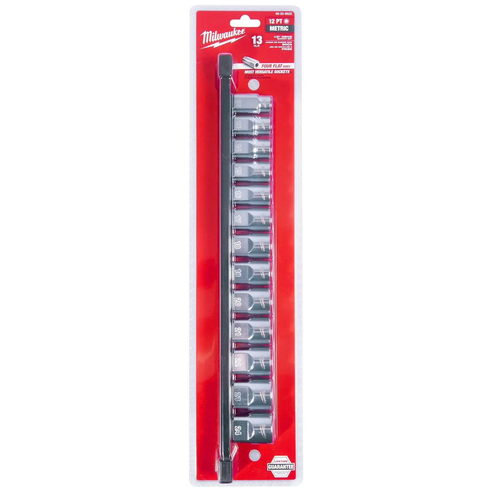 Milwaukee Standard Socket Set 12 Point 1/2" Drive 13 Piece on Socket Rail 12-24mm - Image 3