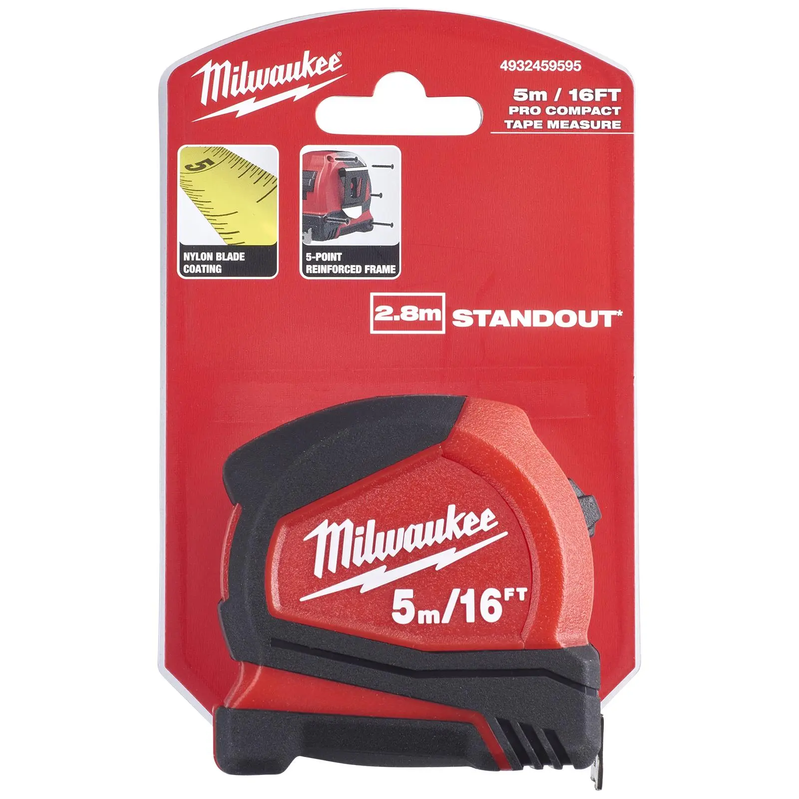 Milwaukee Tape Measure 5m 16ft Metric Imperial Pro Compact Pocket Tape 25mm Blade Width - Image 2