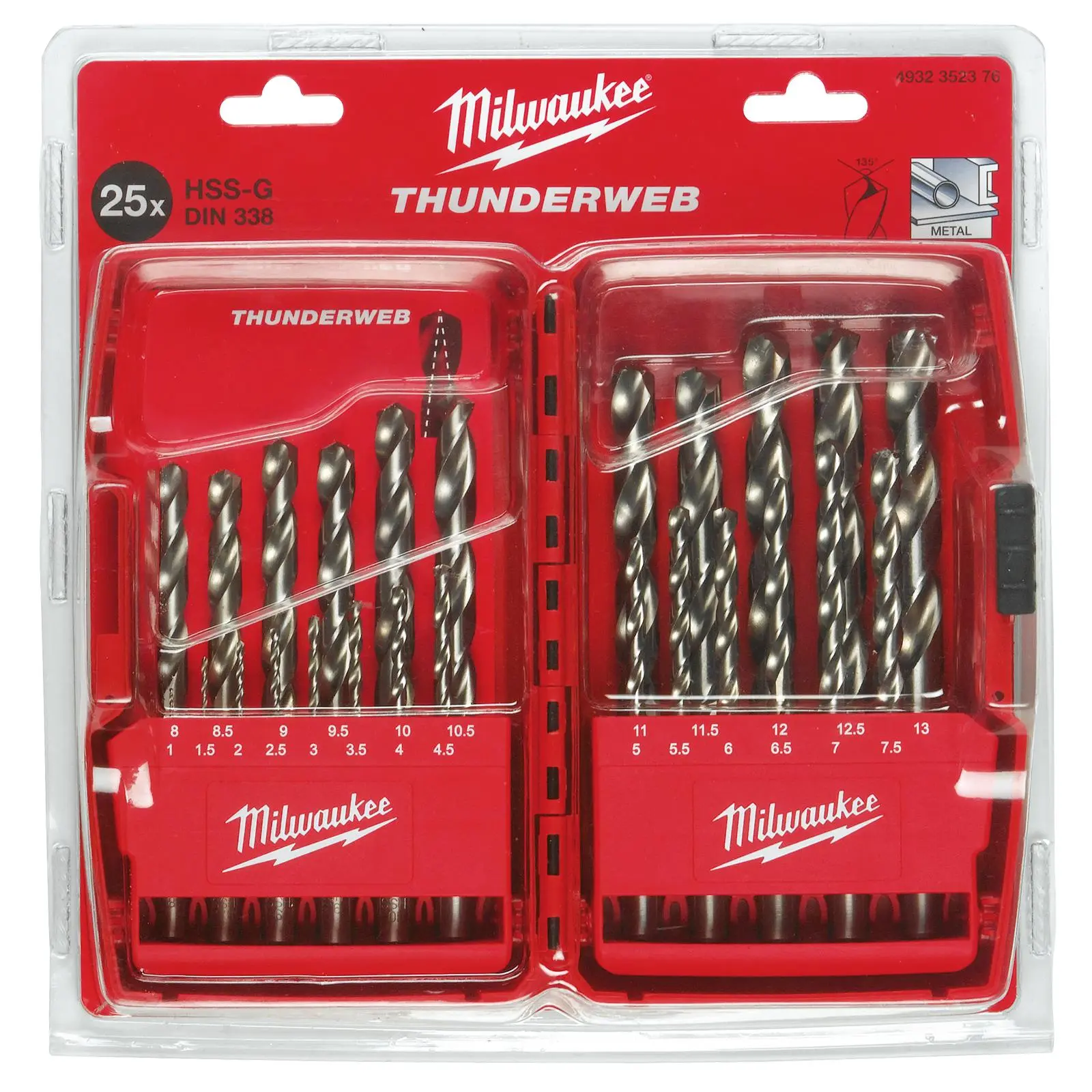 Milwaukee Thunderweb Metal HSS Drill Bit Set 25 Piece 1-13mm in Case - Image 2