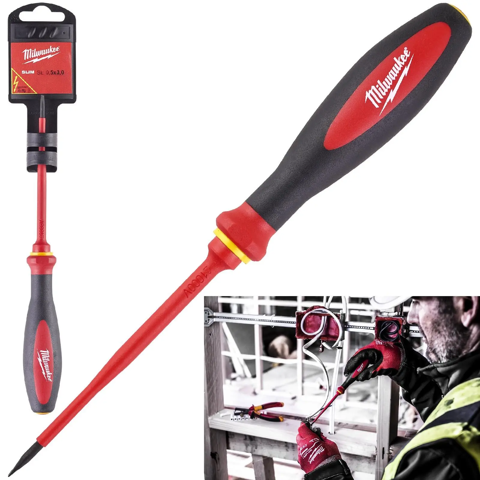 Milwaukee VDE Slim Screwdriver Slotted 0.5mm x 3mm x 100mm