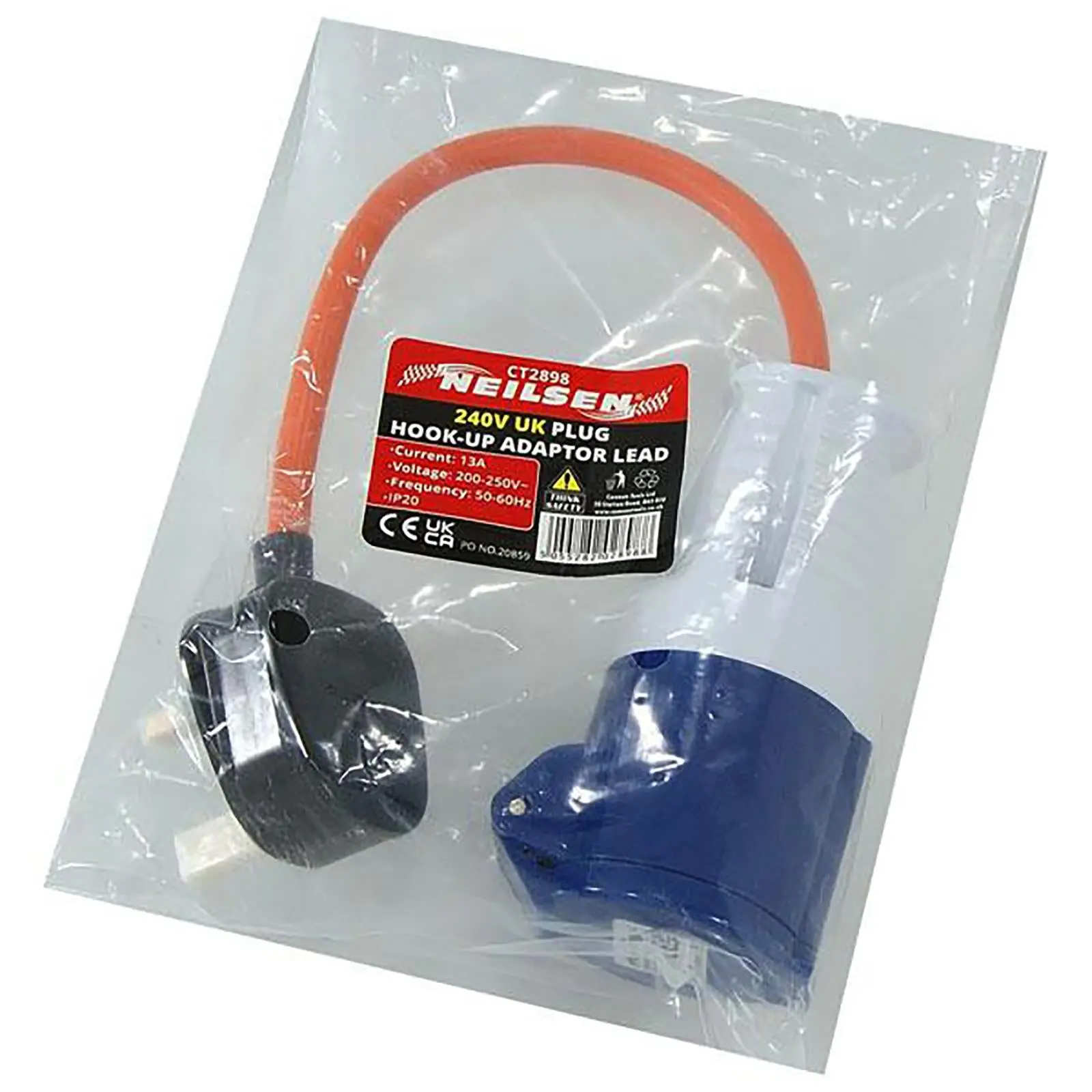 Neilsen Caravan Hook Up Cable Lead Plug Socket Adaptor 240V UK 3 Pin Mains - Image 3