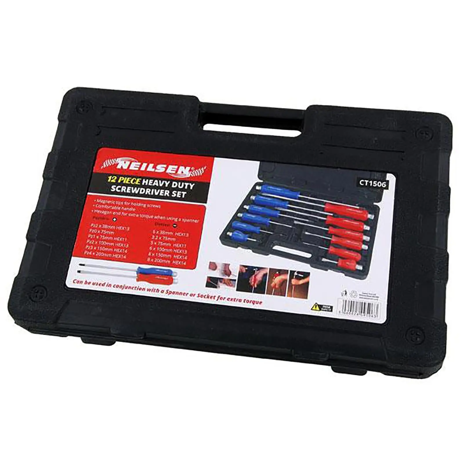 Neilsen Demolition Screwdriver Set Heavy Duty Hammer Slotted Pozi Magnetic Tip 12pc - Image 4