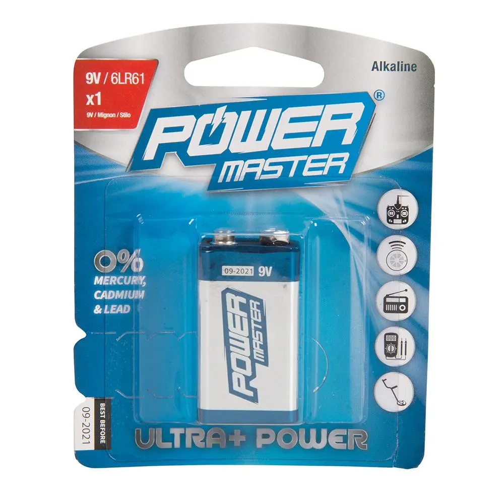 Powermaster 9V Super Alkaline Battery 6LR61 Single 531078 - Image 2
