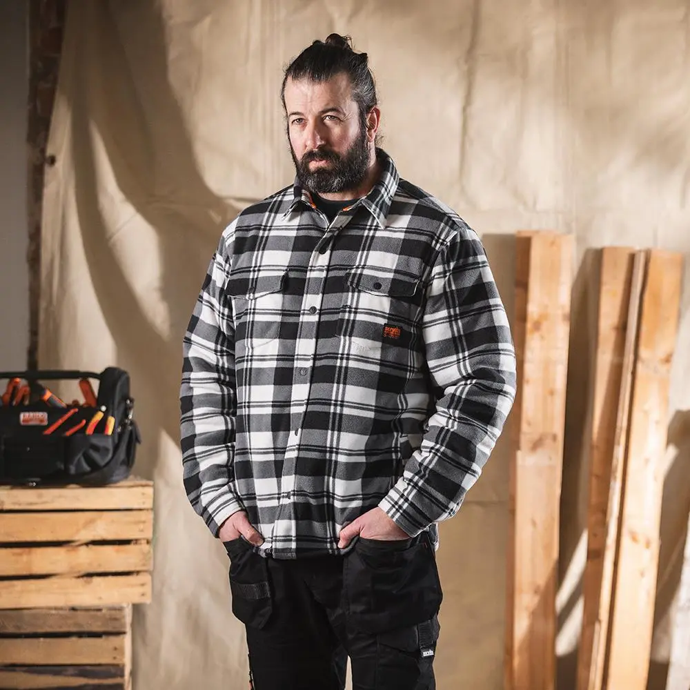 Scruffs Worker Padded Checked Shirt Black / White - Choose Size - Image 16