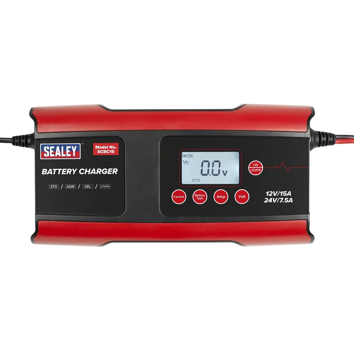 Sealey 12/24V Compact Smart Battery Charger & Maintainer 15A - Image 3