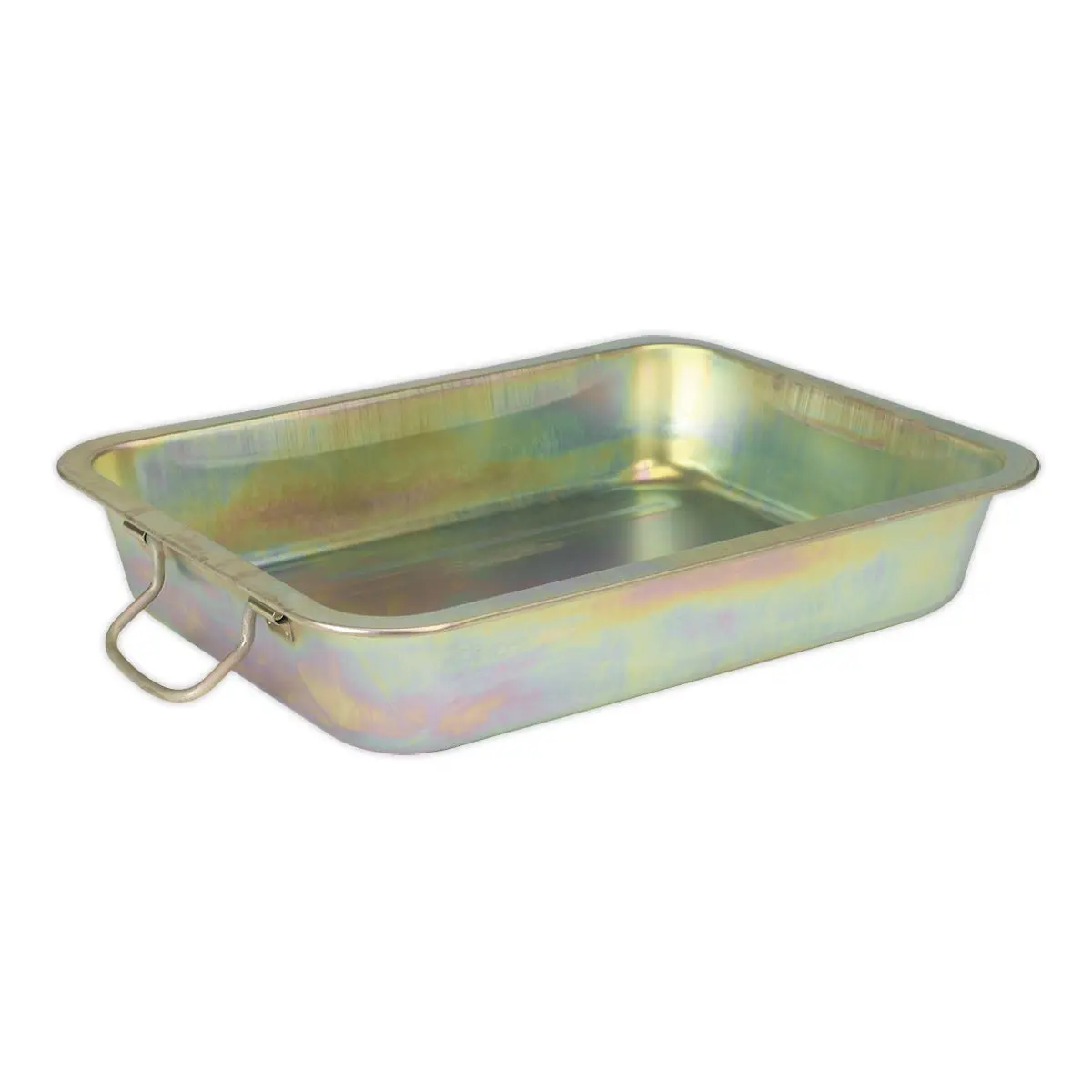 Sealey 12 Litre Metal Oil Drain Pan Vehicle Fluid Transfer Cleaning Storing Drip Tray