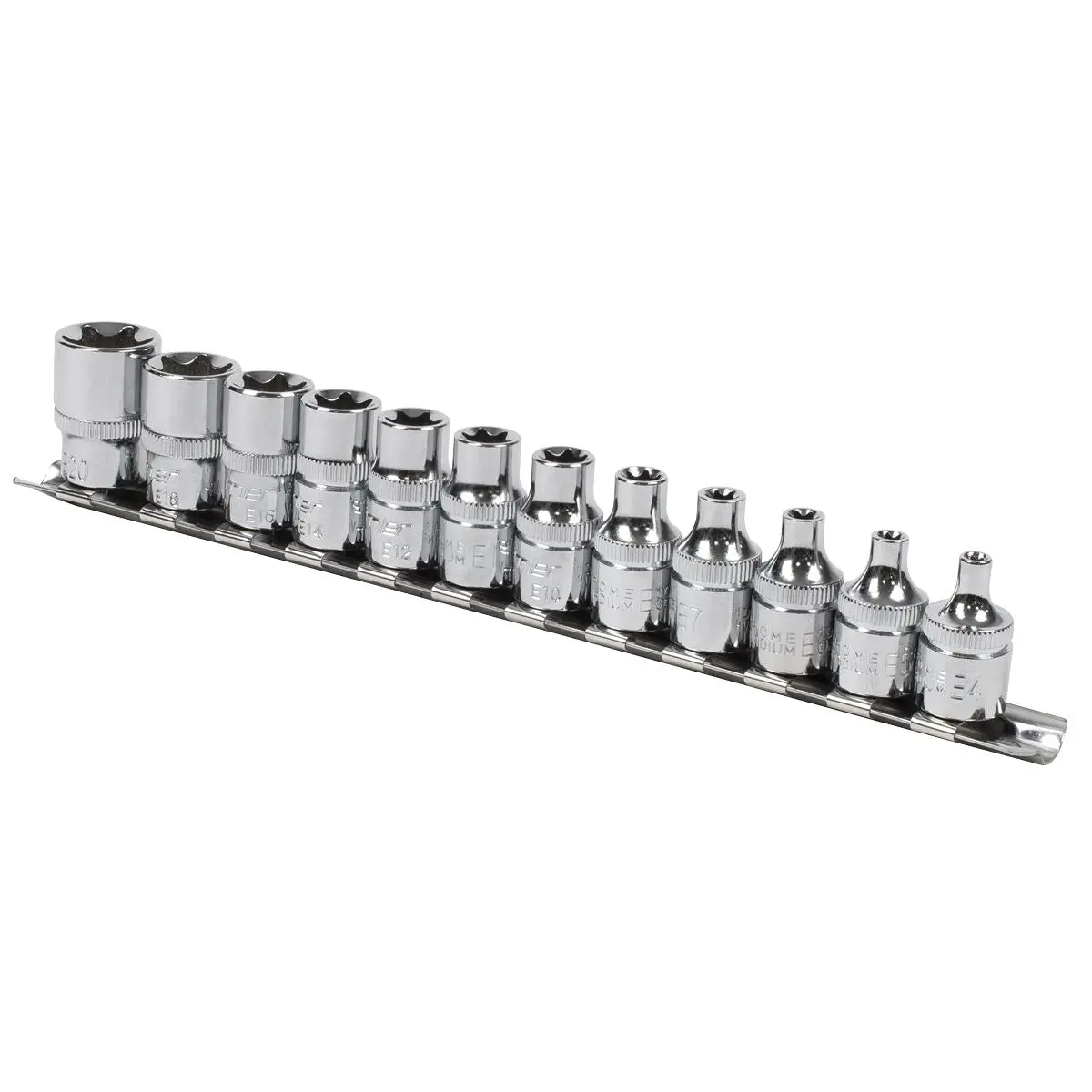 Sealey 12 Piece 3/8" Drive E4-E20 Trx-Star Socket Set on Socket Rail Torx - Image 3