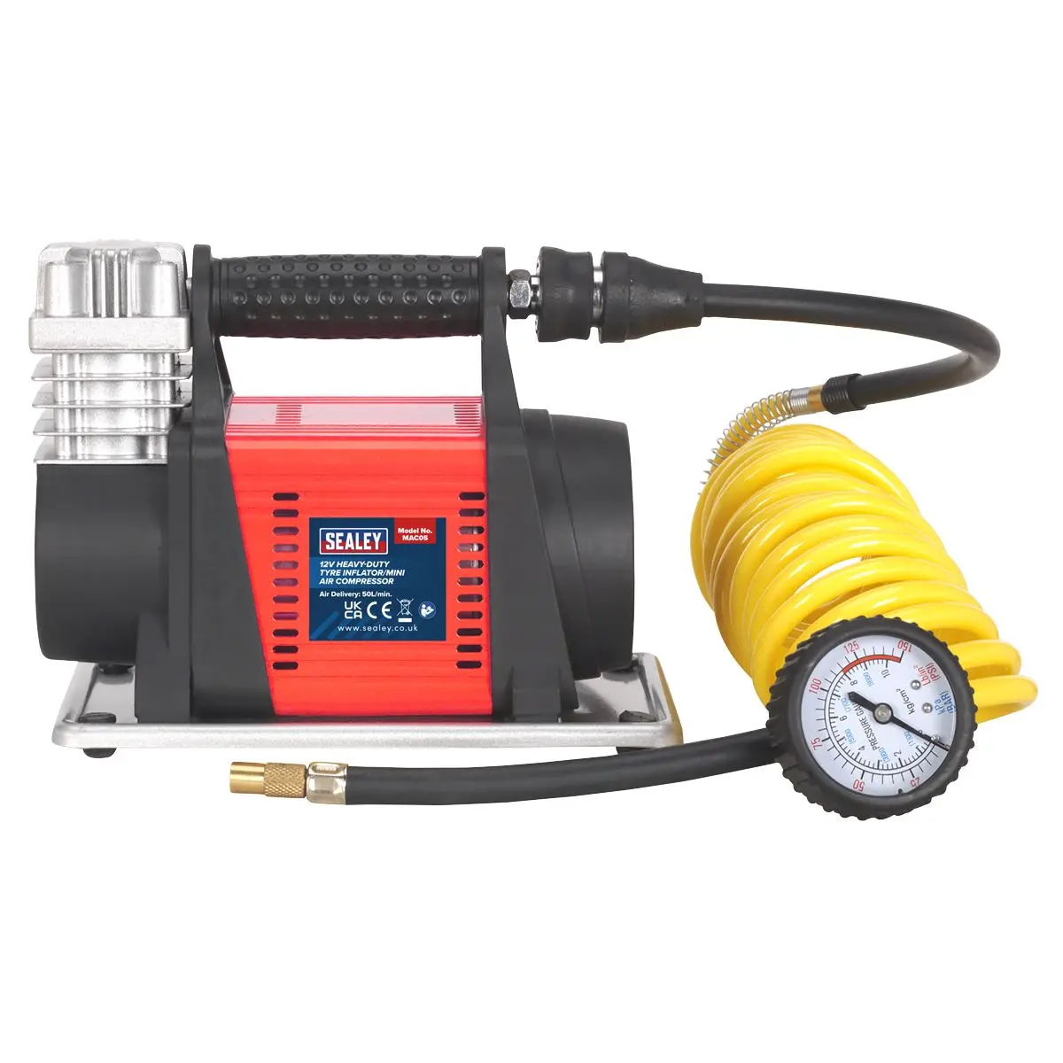 Sealey Tyre Inflator/Mini Air Compressor 12V Heavy-Duty - Image 5