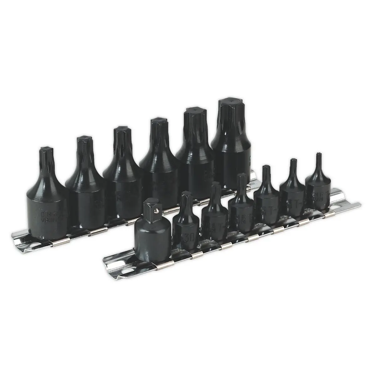 Sealey 13 Piece 1/4" & 3/8" Drive Trx-Star Socket Set T10-T60 One Piece Rail