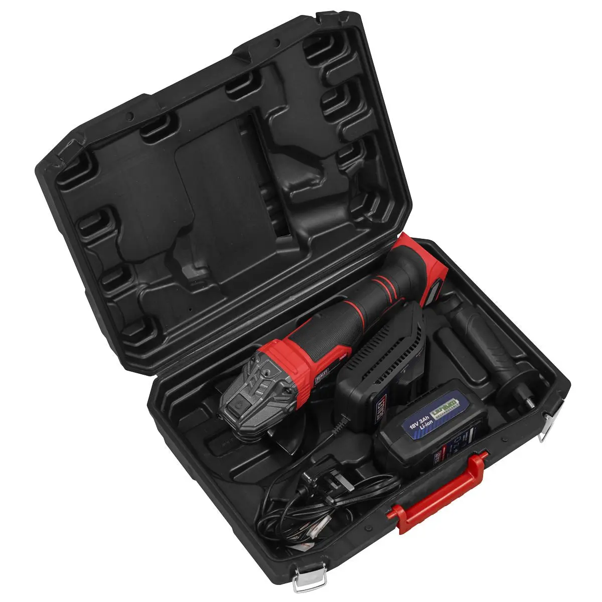 Sealey 18V 3Ah 115mm Cordless Angle Grinder - Red - Image 10