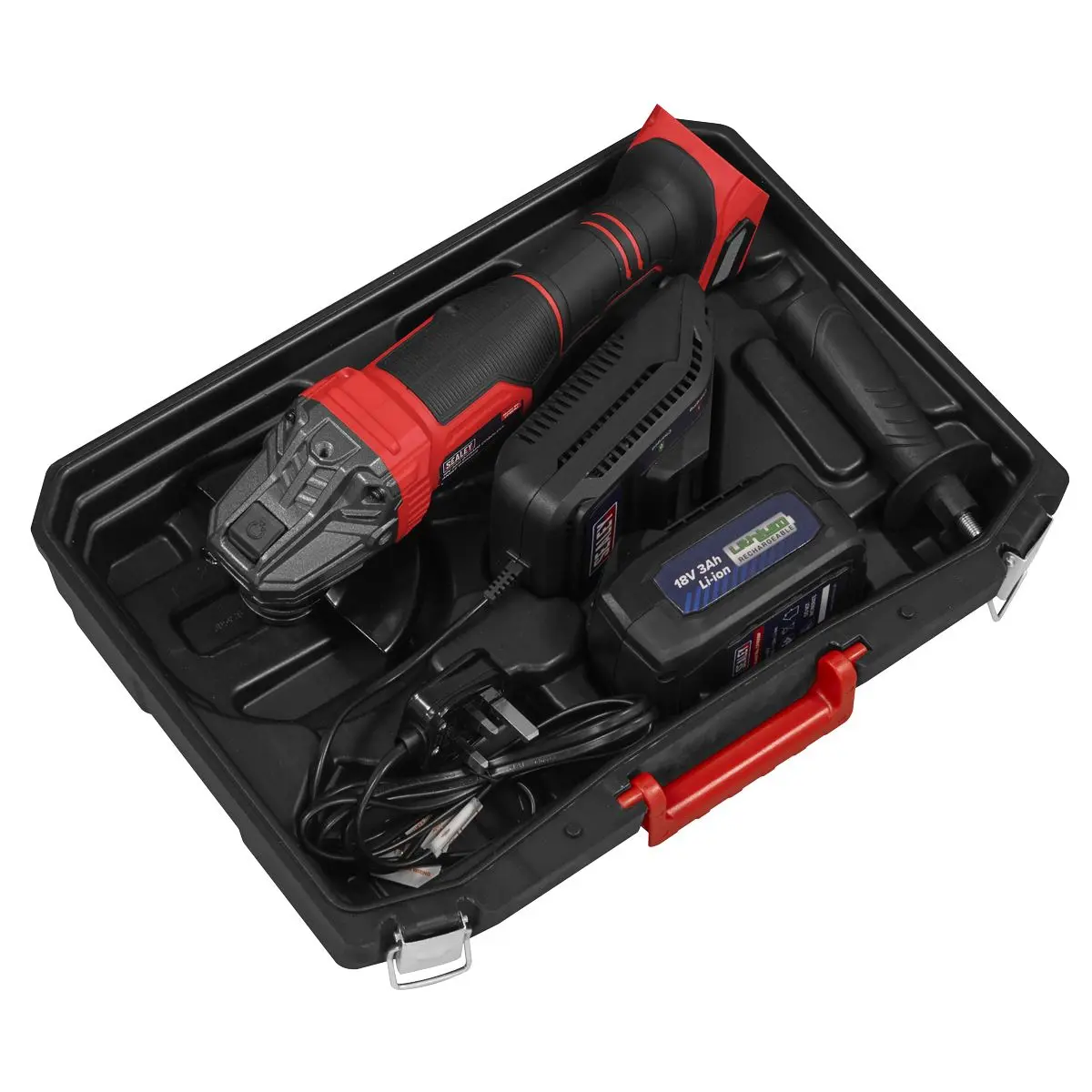 Sealey 18V 3Ah 115mm Cordless Angle Grinder - Red - Image 11