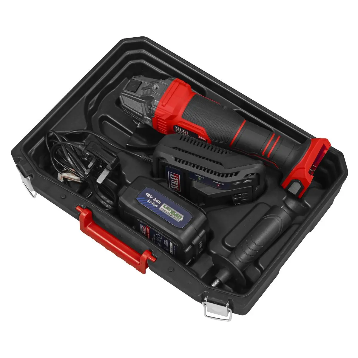 Sealey 18V 3Ah 115mm Cordless Angle Grinder - Red - Image 12