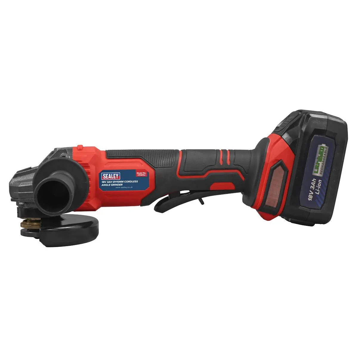 Sealey 18V 3Ah 115mm Cordless Angle Grinder - Red - Image 9