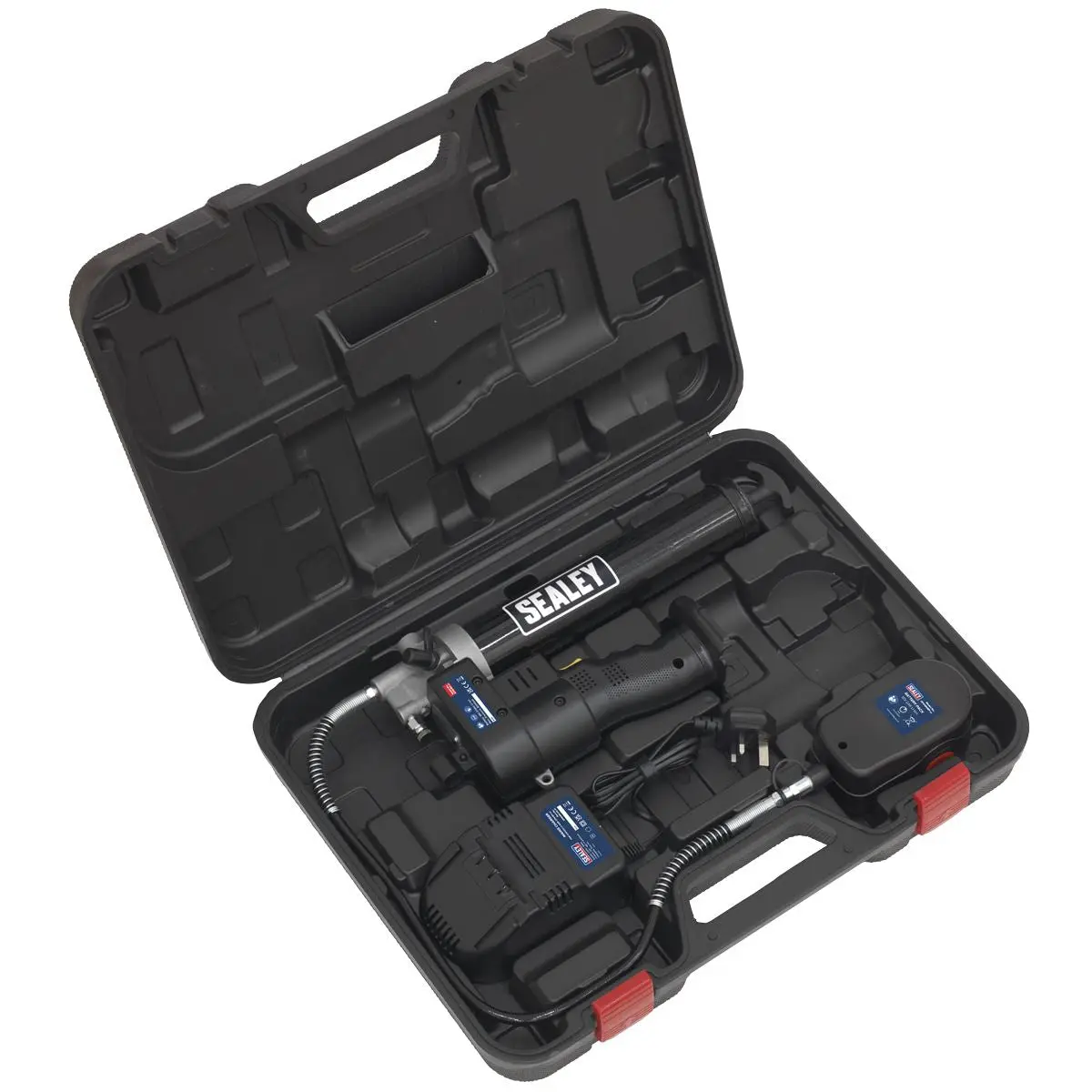 Sealey 18V Cordless Grease Gun 1.7Ah Battery and Mains Charger in Carry Case - Image 2