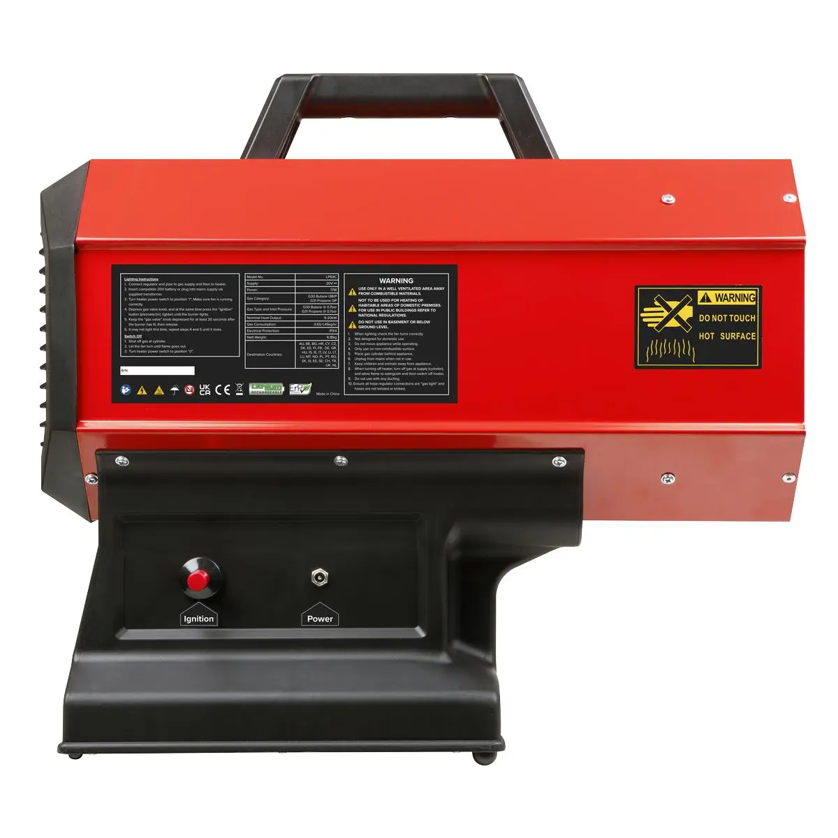 Sealey 230V with Cordless Option Space Warmer® Propane Heater 30,000-68,000Btu/hr (9-20kW) - Image 6