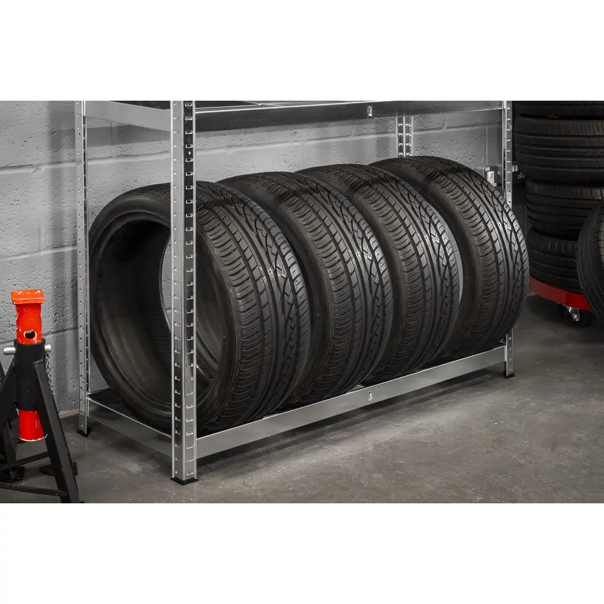 Sealey 2-Level Tyre Rack with Shelf 150kg Capacity Per Level - Image 4