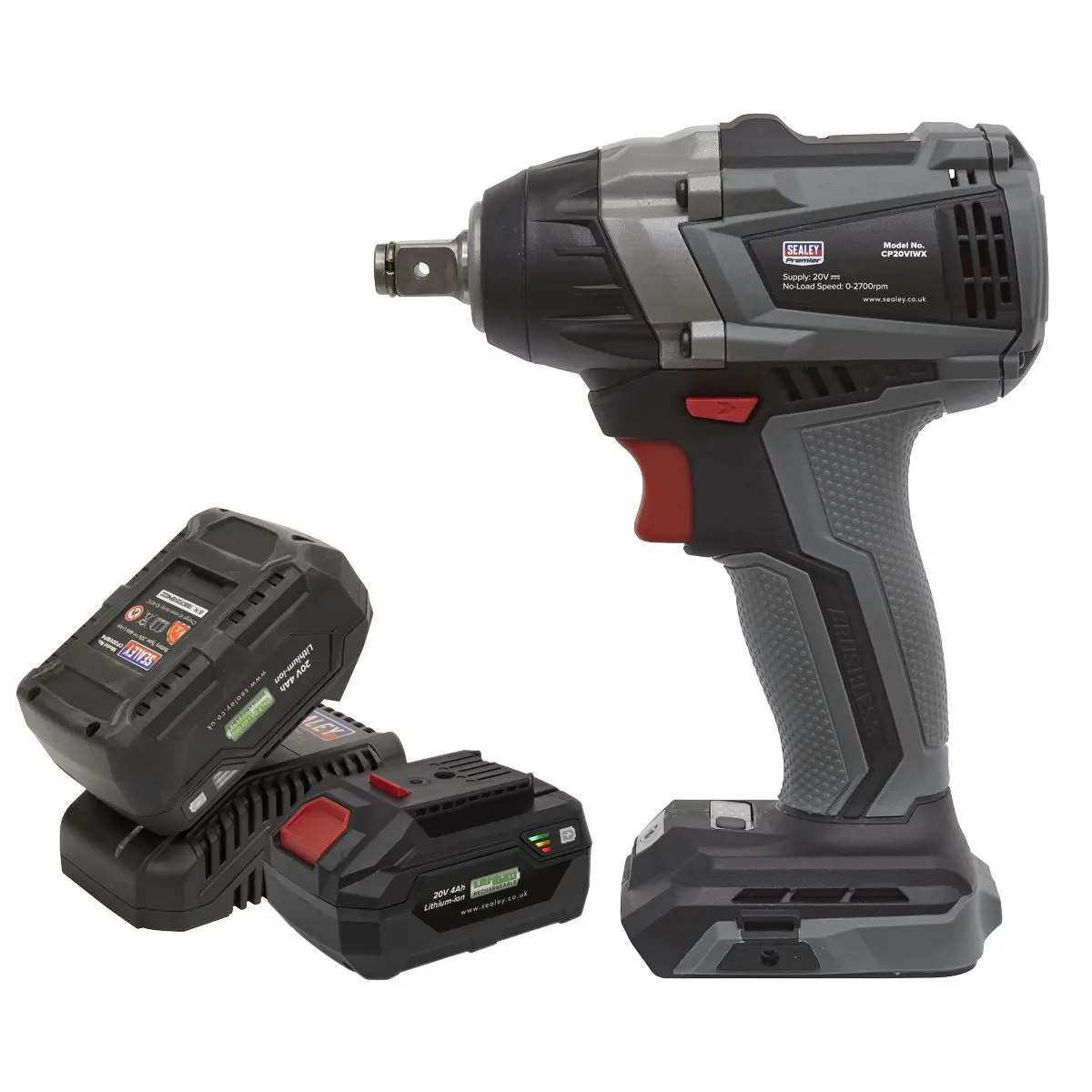 Sealey Premier Brushless Impact Wrench Kit 1/2"Sq Drive 20V 4Ah SV20 Series - Image 4