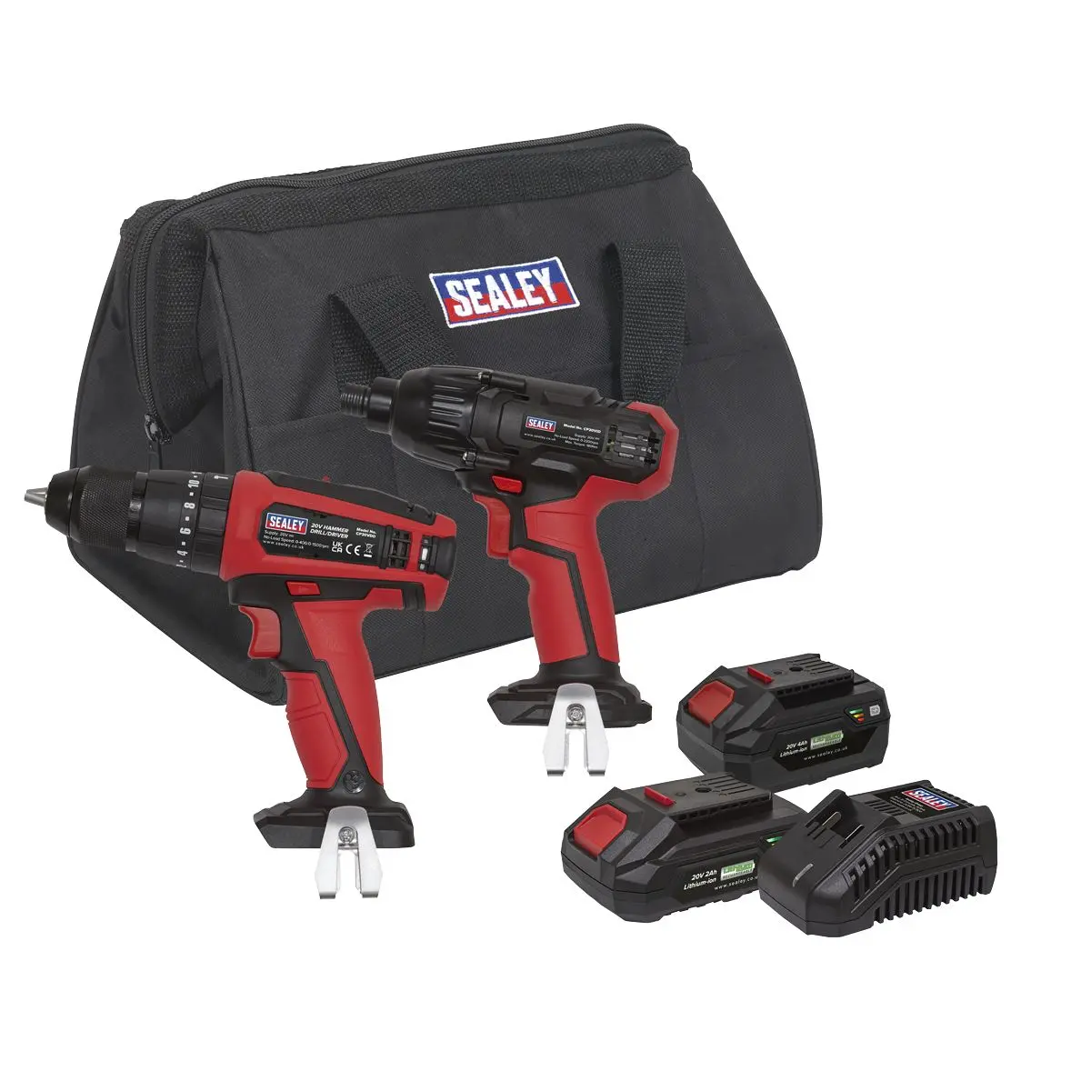 Sealey 2 x 20V SV20 Series Cordless Ø13mm Combi Drill & 1/4"Hex Drive Impact Driver Combo Kit