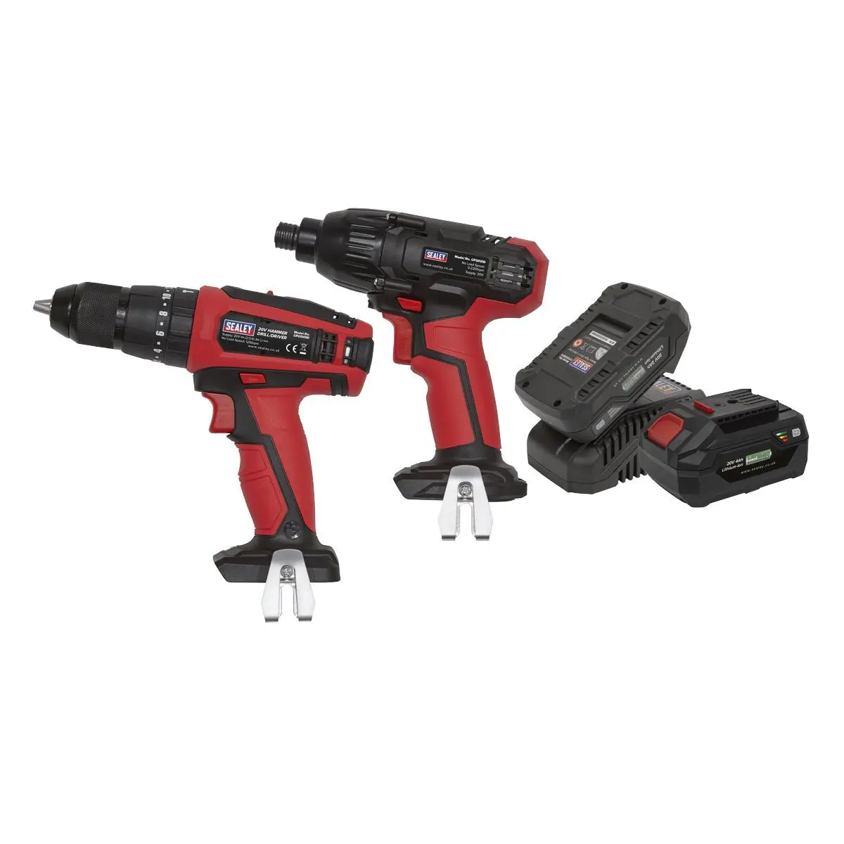 Sealey 2 x 20V SV20 Series Cordless Ø13mm Combi Drill & 1/4"Hex Drive Impact Driver Combo Kit - Image 5