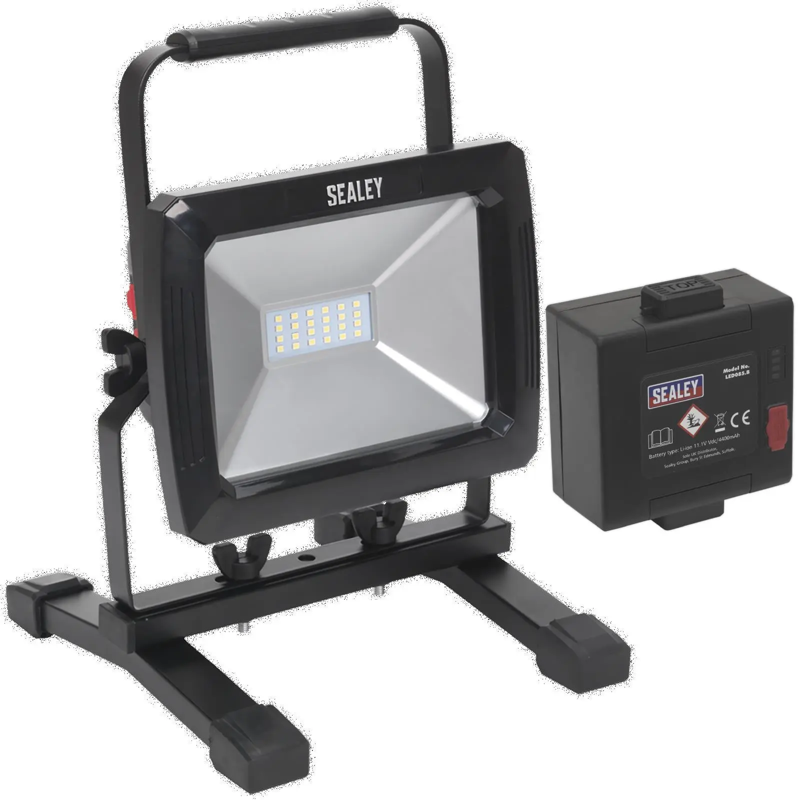 Sealey Rechargeable Floodlight 20W SMD Extra Battery 1400 Lumens Site Light - Image 2