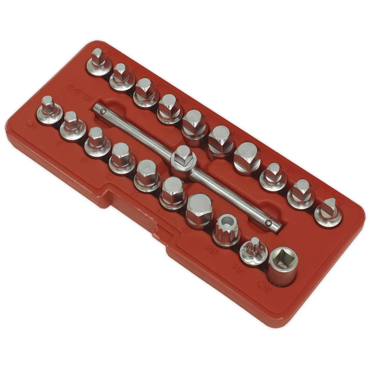 Sealey 21 Piece 3/8" Drive Oil Drain Plug Key Set Engine Gearbox Back Axle - Image 3