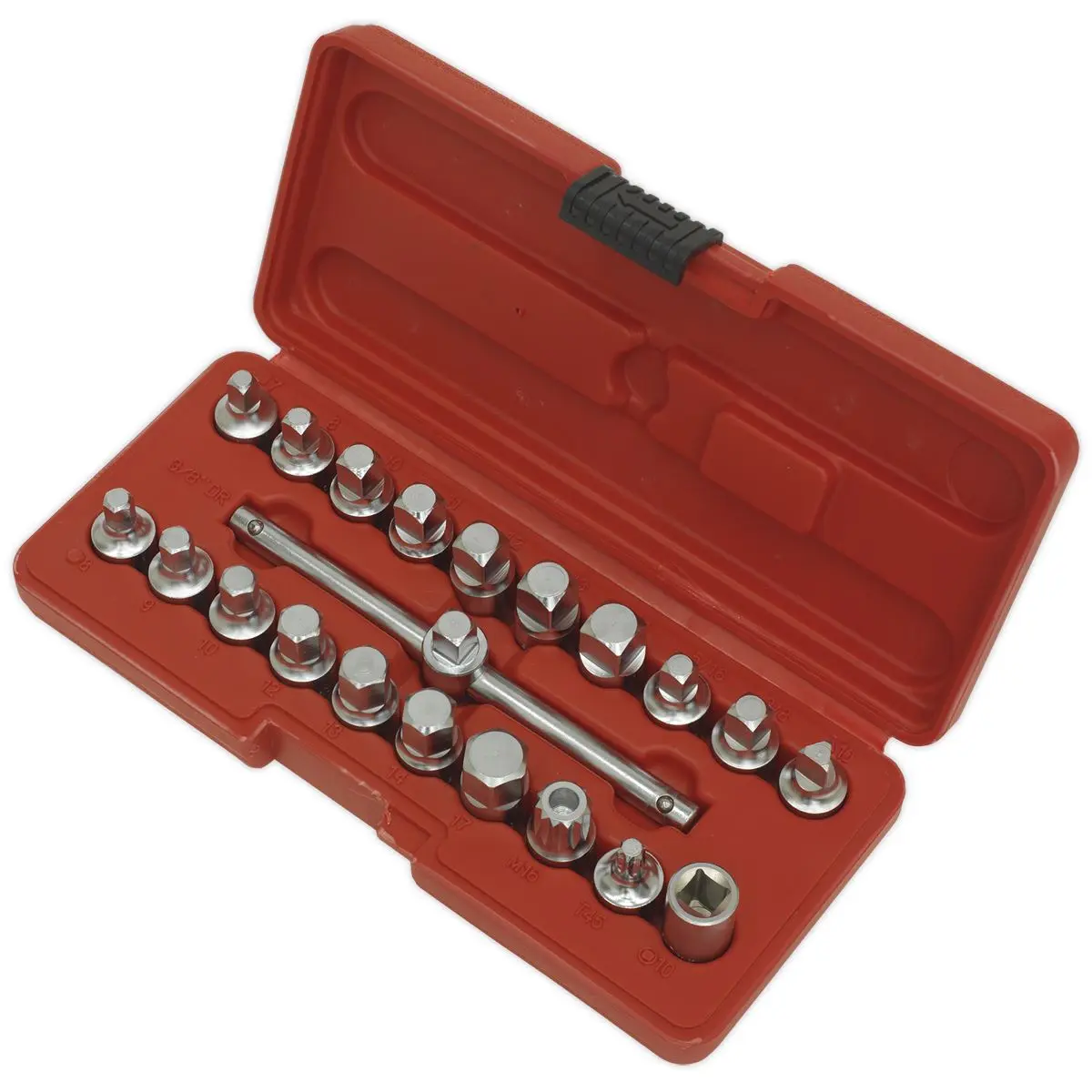 Sealey 21 Piece 3/8" Drive Oil Drain Plug Key Set Engine Gearbox Back Axle - Image 5