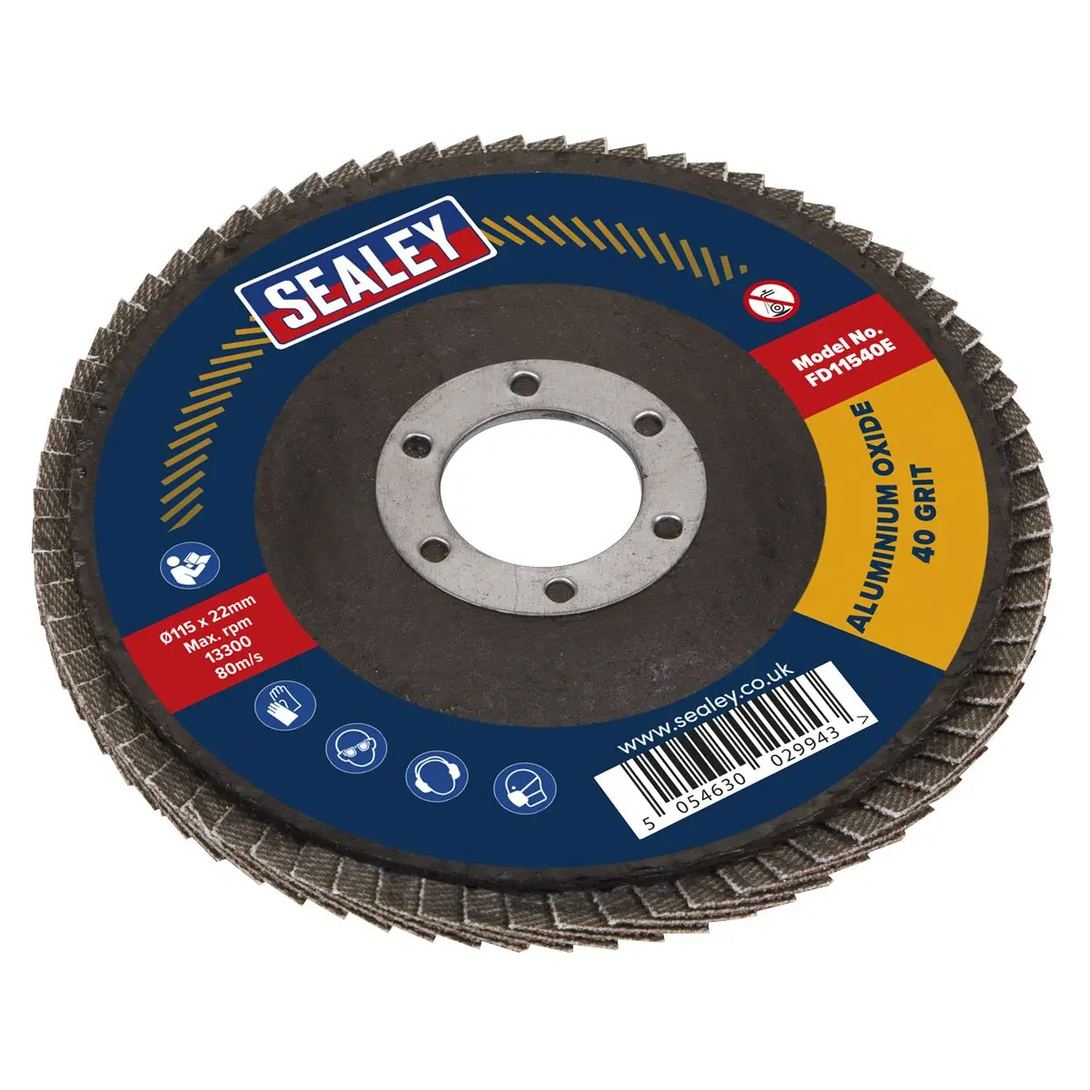 Sealey 40Grit Flap Discs Aluminium Oxide Ø115mm Ø22mm Bore - Pack of 10 - Image 7