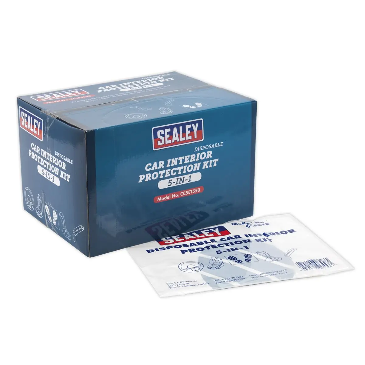 Sealey 5 in 1 Disposable Car Interior Protection Kit - Box of 50 Sets Seat Cover - Image 9