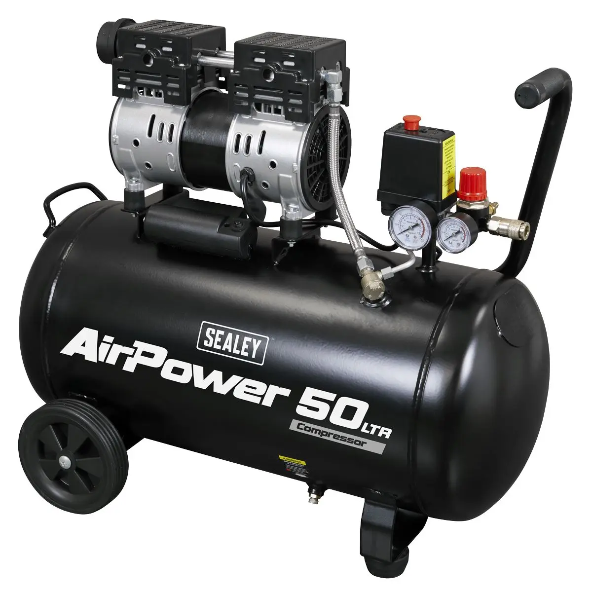 Sealey 50L Low Noise Oil Free Direct Drive Air Compressor 1hp - Image 2