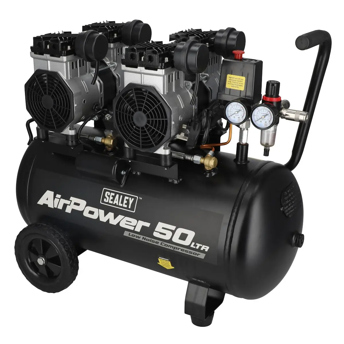 Sealey 50L Low Noise Oil Free Direct Drive Air Compressor 2 x 2hp - Image 2