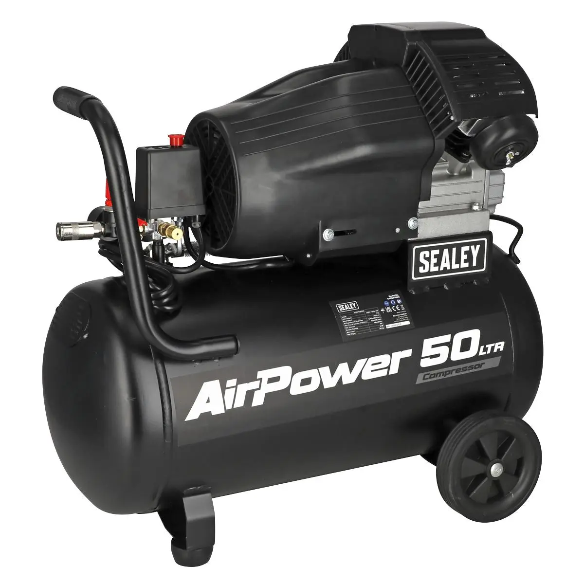 Sealey 50L V-Twin Direct Drive Air Compressor 3hp - Image 2