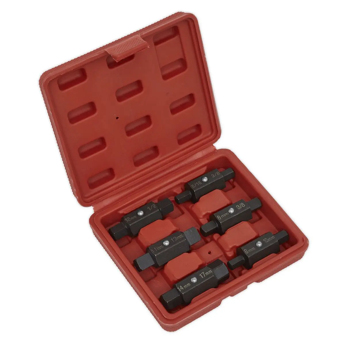 Sealey Oil Drain Plug Key Set 6 Piece Double End in Storage Case